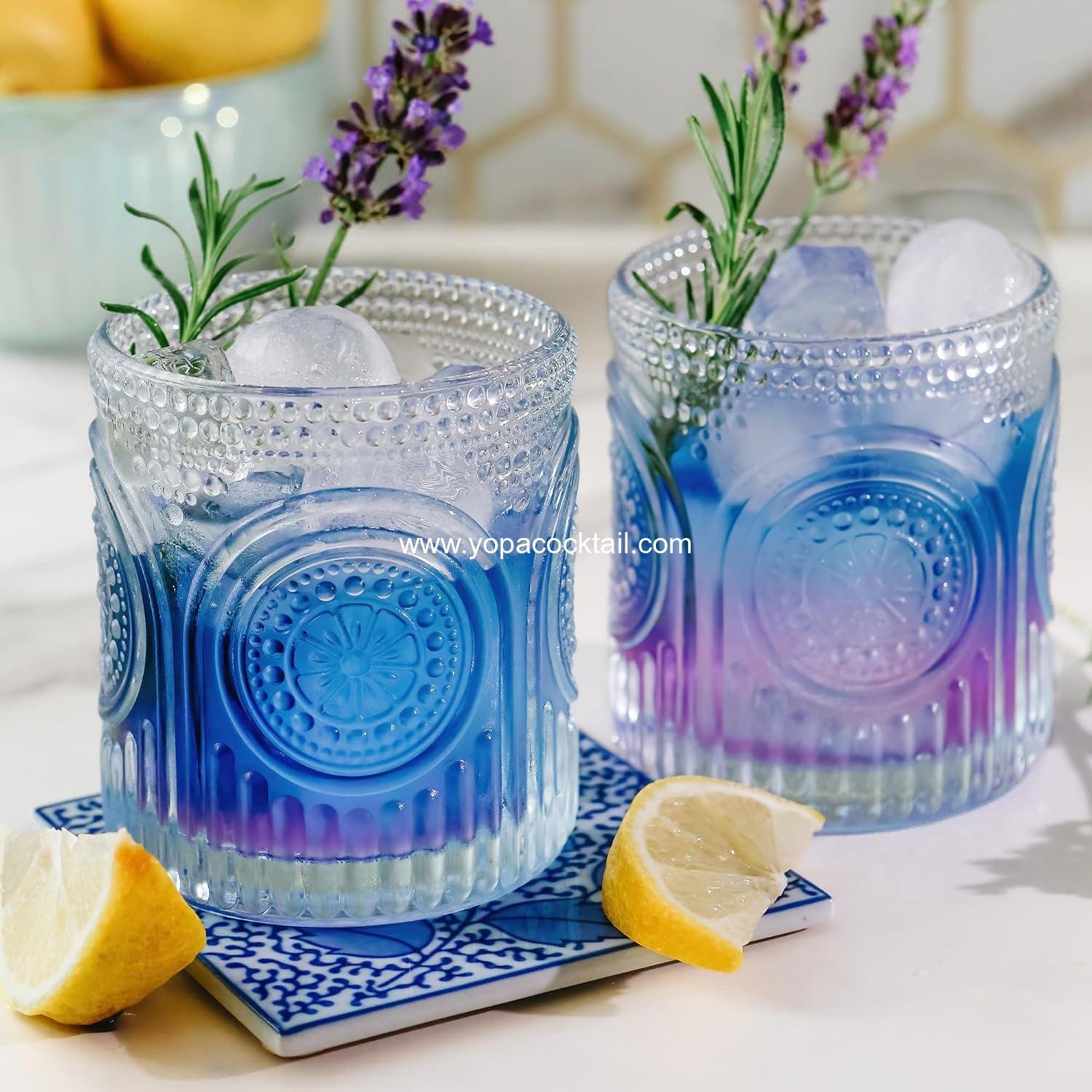 Wholesale Ribbed Retro Arch Floral Clear Drinking Glasses Set of 6 (10 oz) Vintage Cocktail and Juice Glasses, Water Cups - Great Hostess Gift for New Homeowners Supplier