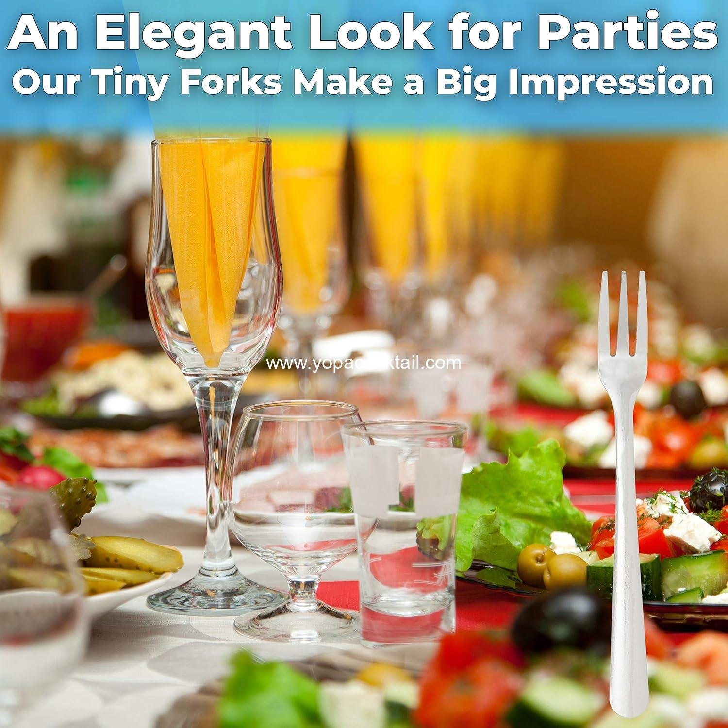 Wholesale Super Durable Elegant Mini Cocktail Forks - 36 Pcs Stainless Steel Tasting Fork Set for Hors D'Oeuvres, Appetizers, Mussels, and Crab - Small Metal Flatware Ideal for Restaurants and Events - Supplier