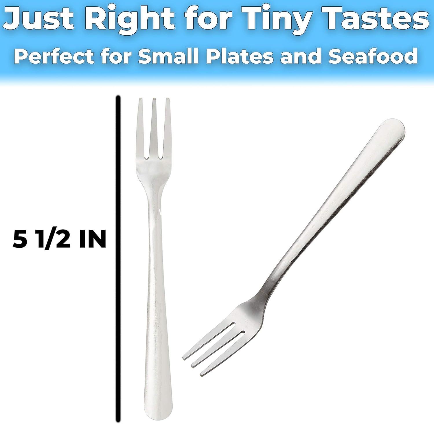 Wholesale Super Durable Elegant Mini Cocktail Forks - 36 Pcs Stainless Steel Tasting Fork Set for Hors D'Oeuvres, Appetizers, Mussels, and Crab - Small Metal Flatware Ideal for Restaurants and Events - Supplier