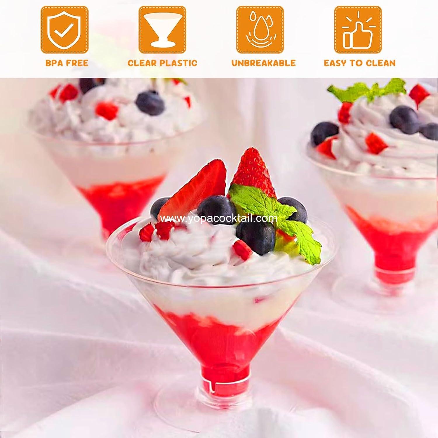 Wholesale 50 PCS Disposable 5oz Martini Glasses for Parties, Plastic Martini Cups for Weddings, Ice Cream, and Fruit - Supplier