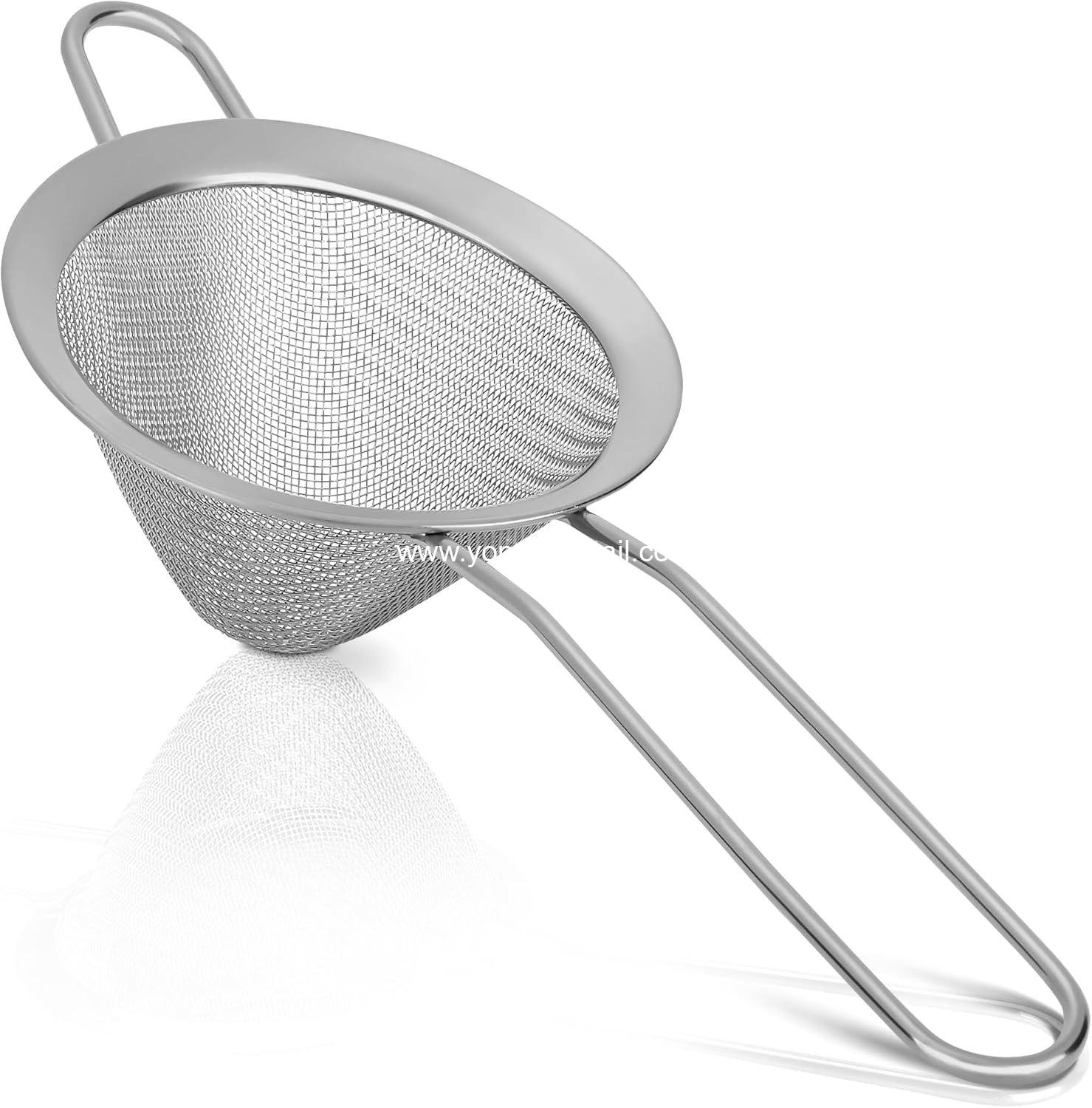 Upgraded 3.3" 304 Stainless Steel Fine Mesh Strainers for Kitchen, Cocktail Strainer Tea Coffee Juice Strainer Food Strainer Mini Sieve Strainer, Silver