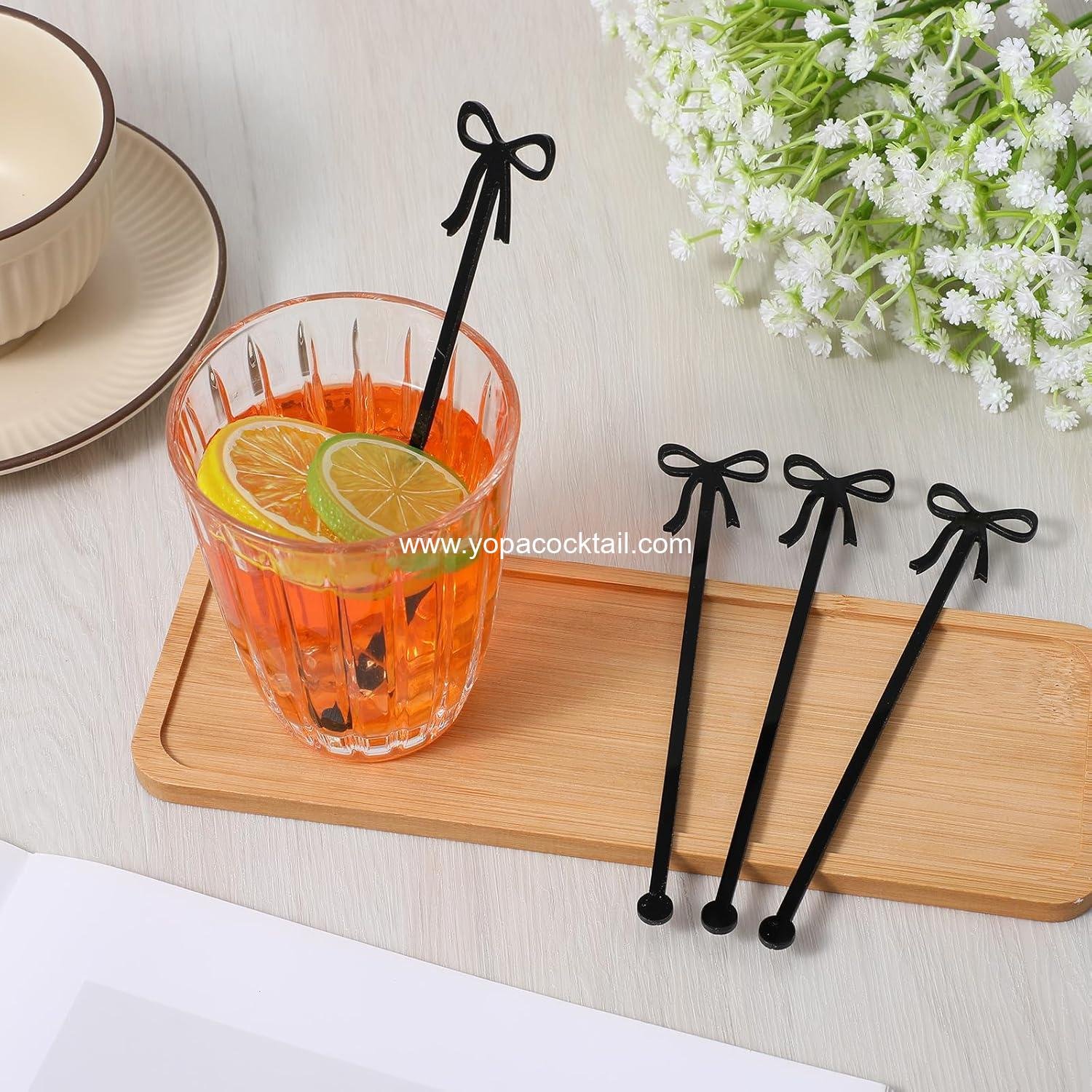 Wholesale 20 Black Bow Acrylic Cocktail Stirrers, 6-Inch Reusable Plastic Drink Stirrer for Weddings, Birthdays, Bridal and Bachelorette Parties, Cupcake Decorations - Supplier Wholesale 20 Black Bow Acrylic Cocktail Stirrers, 6-Inch Reusable Plastic Drink Stirrer for Weddings, Birthdays, Bridal and Bachelorette Parties, Cupcake Decorations - Supplier