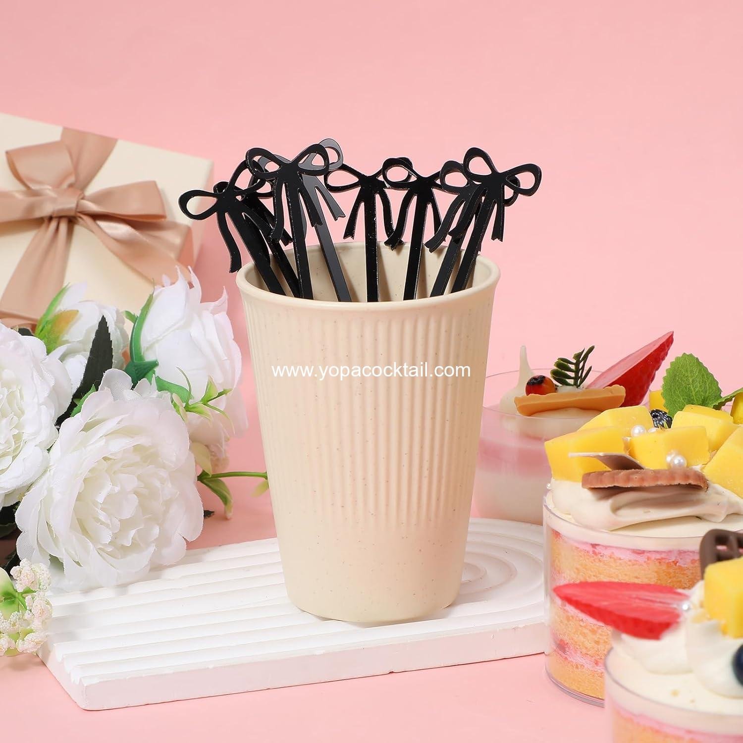Wholesale 20 Black Bow Acrylic Cocktail Stirrers, 6-Inch Reusable Plastic Drink Stirrer for Weddings, Birthdays, Bridal and Bachelorette Parties, Cupcake Decorations - Supplier Wholesale 20 Black Bow Acrylic Cocktail Stirrers, 6-Inch Reusable Plastic Drink Stirrer for Weddings, Birthdays, Bridal and Bachelorette Parties, Cupcake Decorations - Supplier