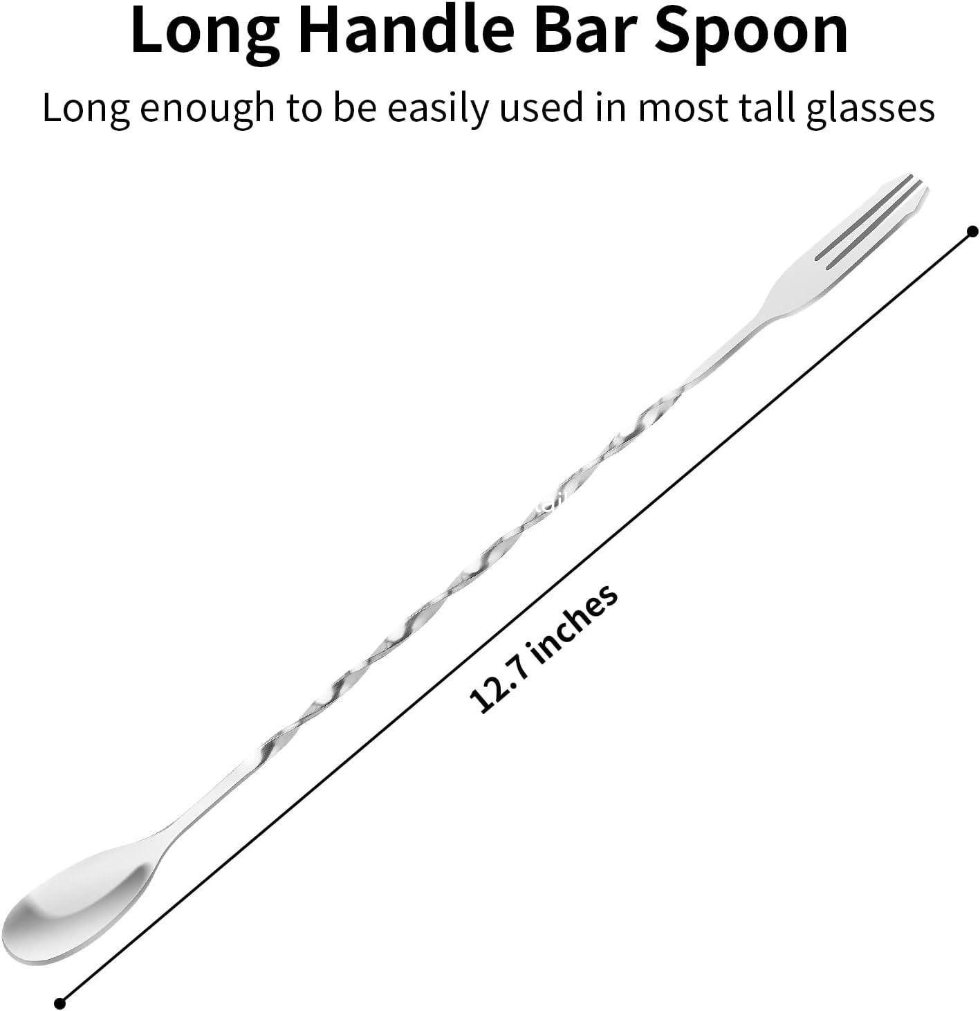 Wholesale Bar Spoon Cocktail Mixing Stirrers - 12.7 Inch Stainless Steel Long Handle with Trident Tip - 2pcs Factory
