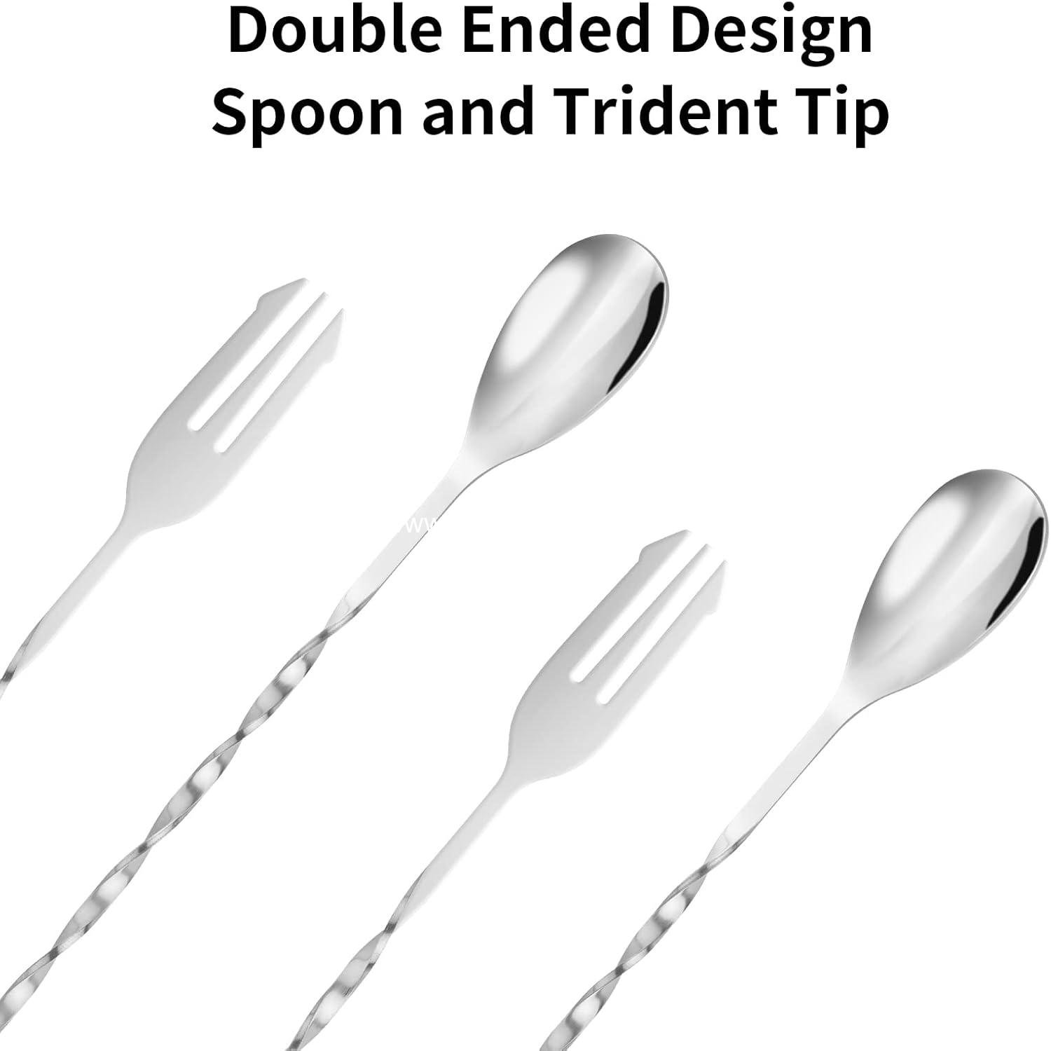 Wholesale Bar Spoon Cocktail Mixing Stirrers - 12.7 Inch Stainless Steel Long Handle with Trident Tip - 2pcs Factory