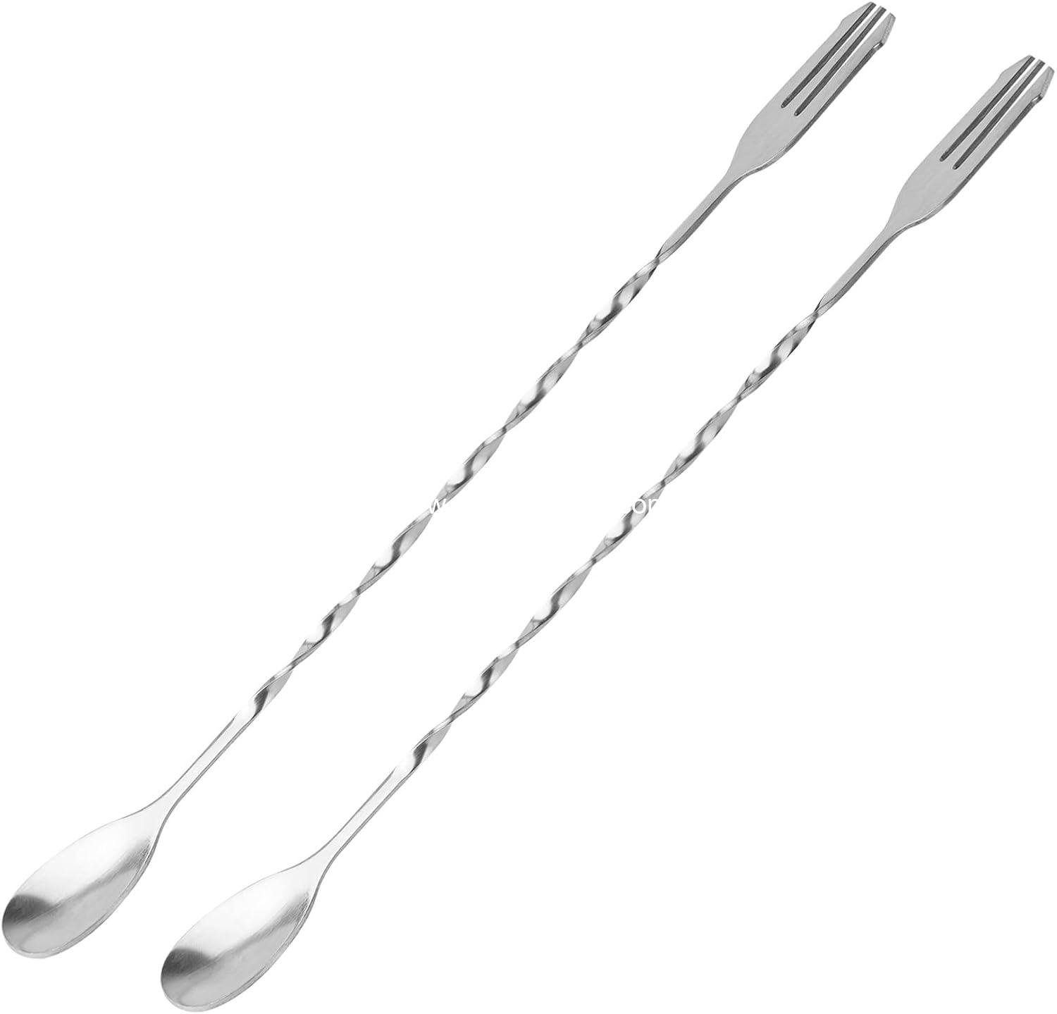 Bar Spoon Cocktail Mixing Spoon - Cuttte 2pcs Cocktail Stirrers Long Handle 12.7 Inches, Stainless Steel Long Drink Stirrers with Trident Tip