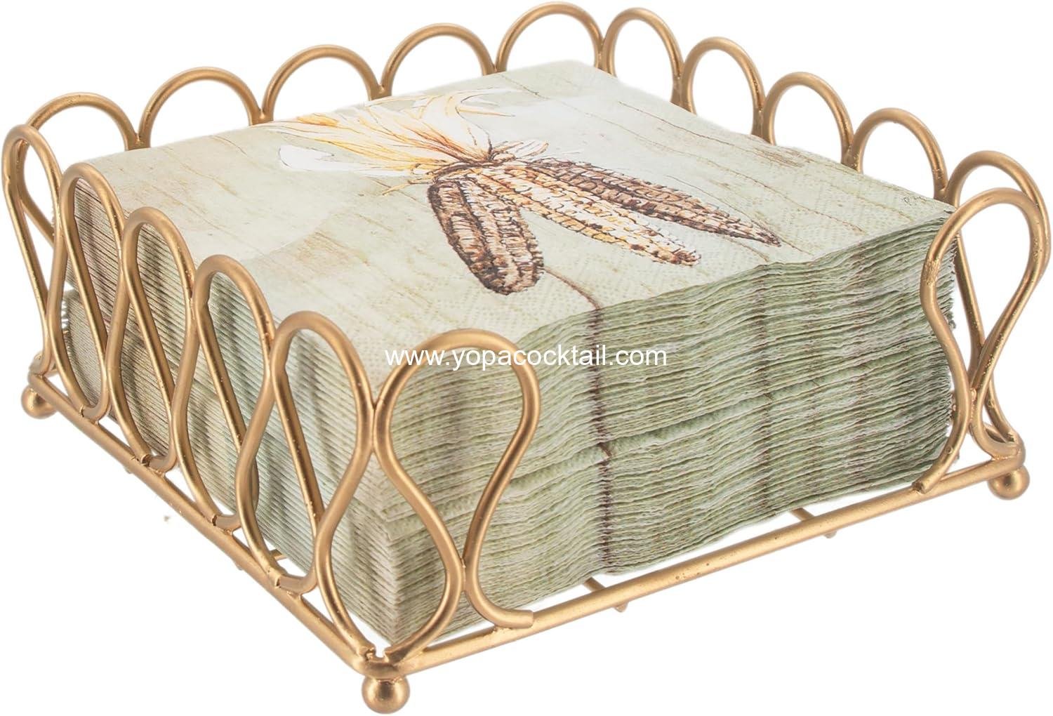 Wholesale Ribbon Cocktail Napkin Caddy, Gold - Factory Wholesale Ribbon Cocktail Napkin Caddy, Gold - Factory