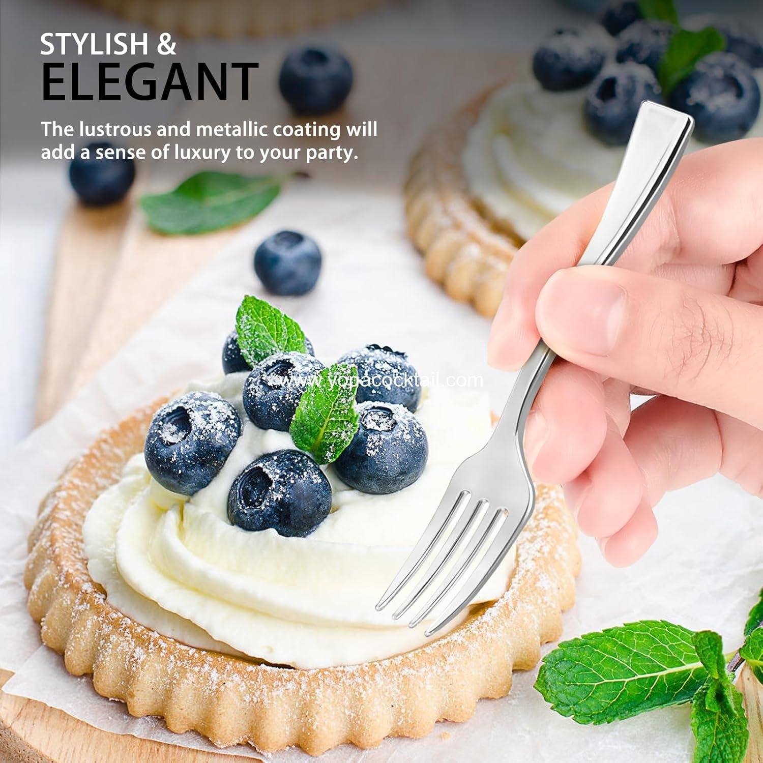 Wholesale 4 Inch Silver Plastic Mini Forks, 100 Pack Disposable Heavy Duty Appetizer Forks for Parties, Desserts, Charcuterie, Samples, Cocktails, and Strawberries - Supplier