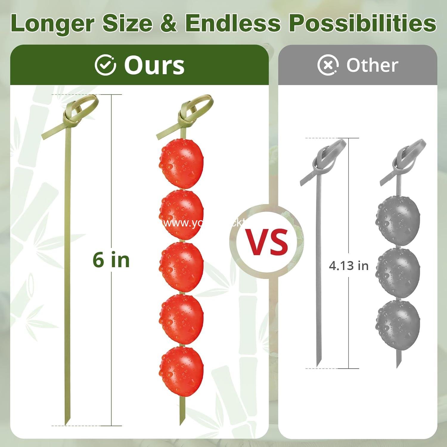 Wholesale 200 Cocktail Picks - 6 Inch Fancy Toothpicks for Appetizers, Decorative Bamboo Knot Skewers for Drinks, Food, Fruit Kabobs, Sandwiches, and Charcuterie Boards Accessories - Supplier