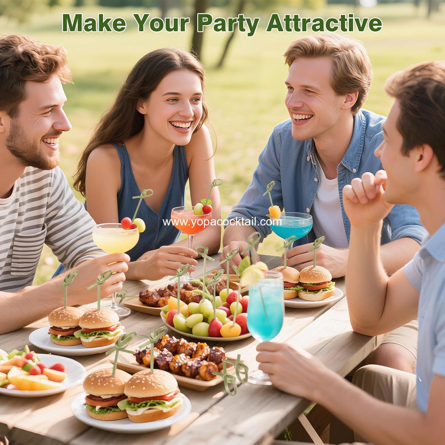 Wholesale 200 Cocktail Picks - 6 Inch Fancy Toothpicks for Appetizers, Decorative Bamboo Knot Skewers for Drinks, Food, Fruit Kabobs, Sandwiches, and Charcuterie Boards Accessories - Supplier