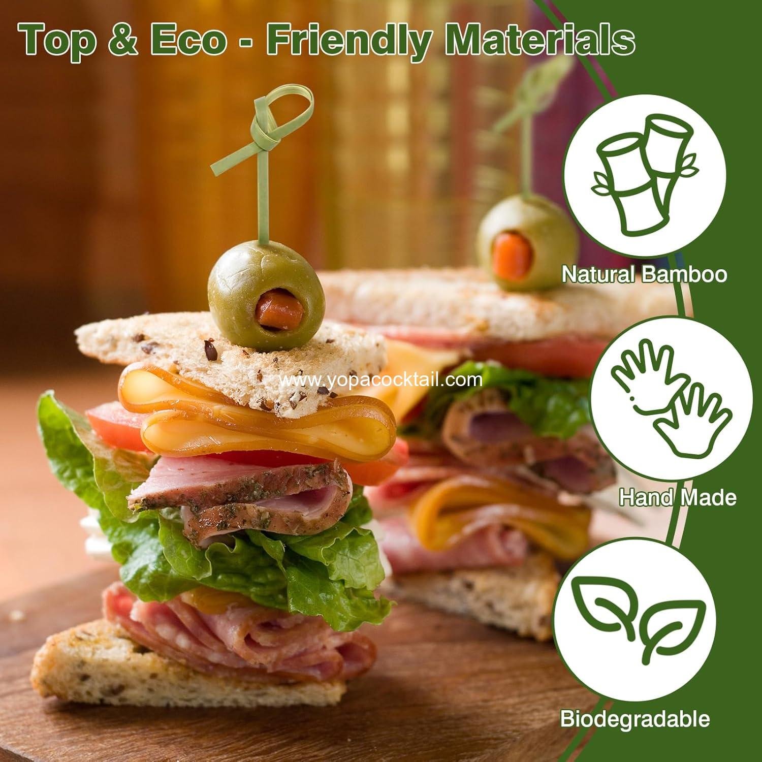 Wholesale 200 Cocktail Picks - 6 Inch Fancy Toothpicks for Appetizers, Decorative Bamboo Knot Skewers for Drinks, Food, Fruit Kabobs, Sandwiches, and Charcuterie Boards Accessories - Supplier