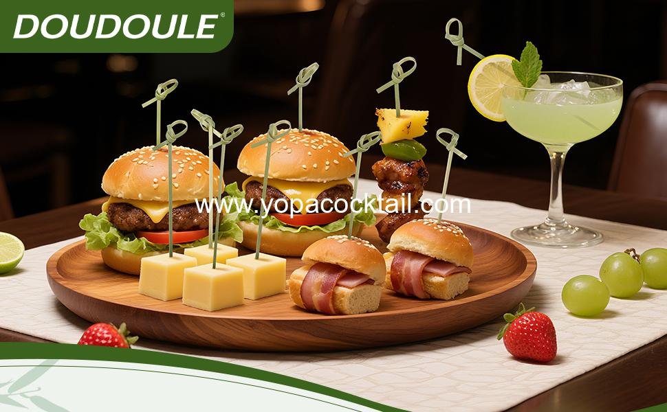 Wholesale 200 Cocktail Picks - 6 Inch Fancy Toothpicks for Appetizers, Decorative Bamboo Knot Skewers for Drinks, Food, Fruit Kabobs, Sandwiches, and Charcuterie Boards Accessories - Supplier