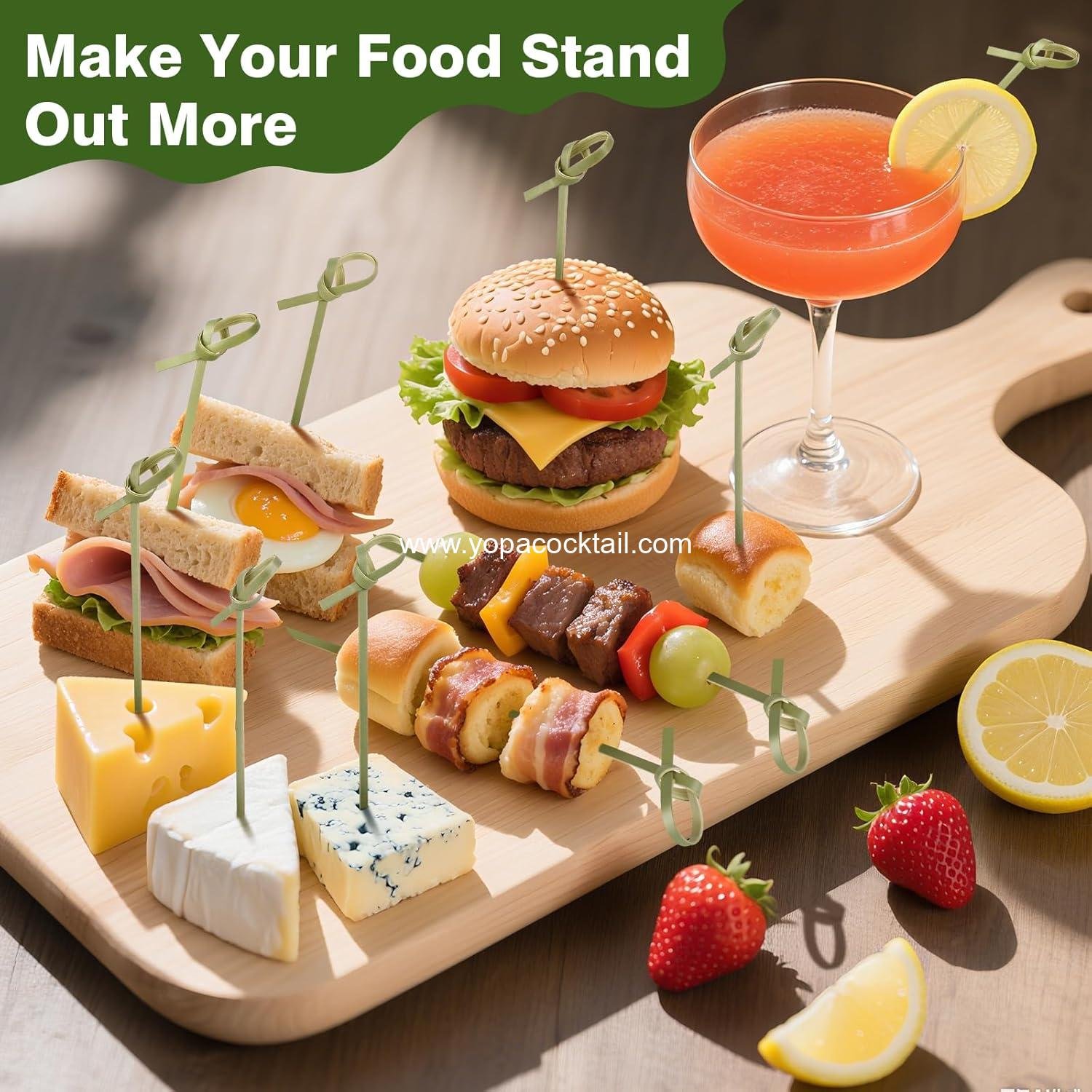 Wholesale 200 Cocktail Picks - 6 Inch Fancy Toothpicks for Appetizers, Decorative Bamboo Knot Skewers for Drinks, Food, Fruit Kabobs, Sandwiches, and Charcuterie Boards Accessories - Supplier