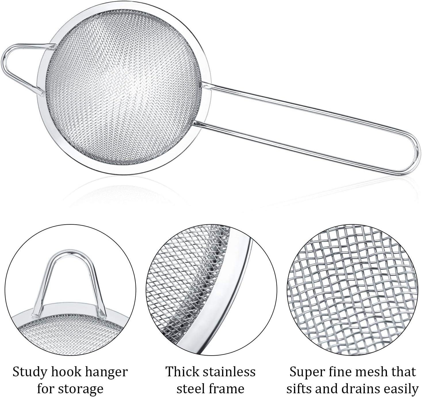 OEM 3 Pieces Tea Strainers Cocktail Strainer Stainless Steel Fine Mesh Colander Conical Loose Tea Filter Practical Bar Tool Supplier