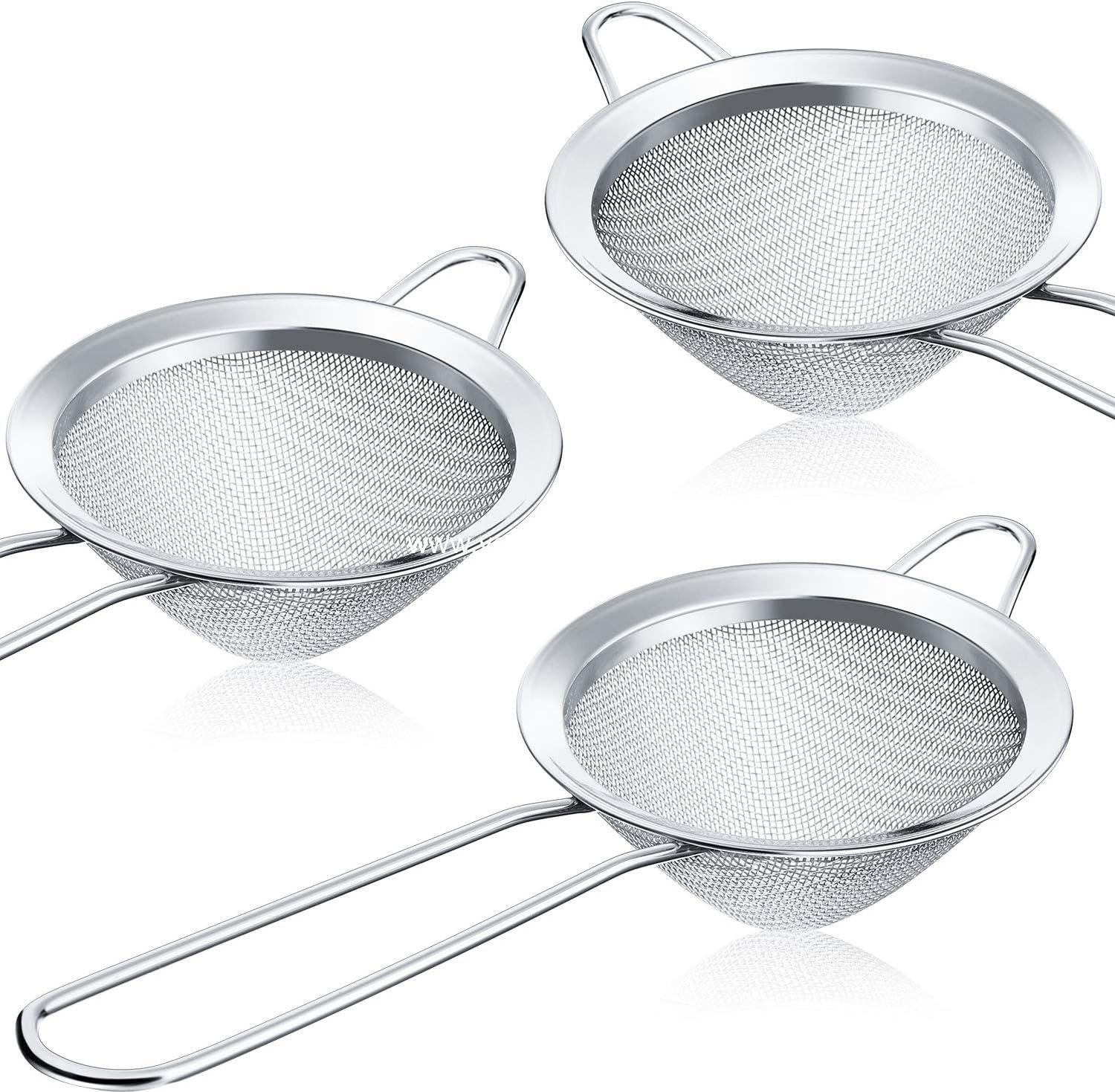 Patelai 3 Pieces Tea Strainers Cocktail Strainer Stainless Steel Fine Mesh Strainer Colander Conical Food Loose Tea Filter Practical Bar Colander Tool