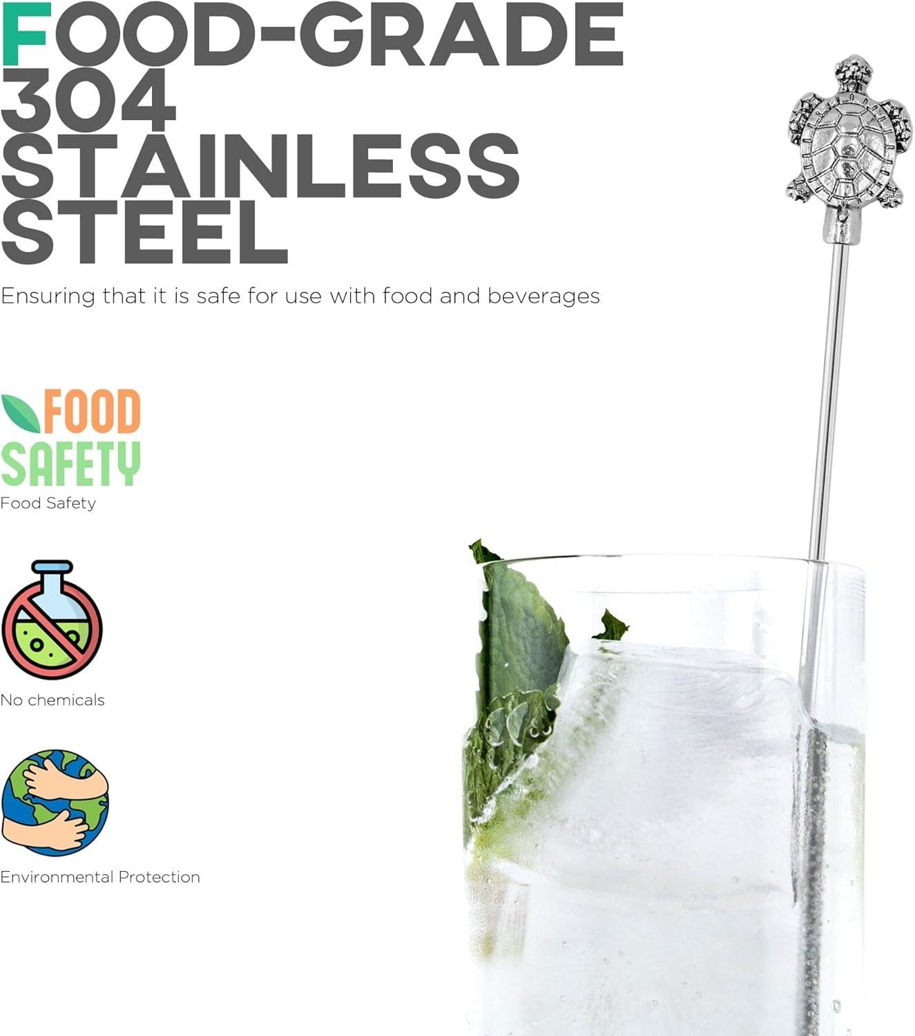 Wholesale 7.5-Inch Stainless Steel Coffee Beverage Stirrers with Animal Design, Set of 6 Cocktail Swizzle Sticks for Drinks Picks Tool - Manufacturer