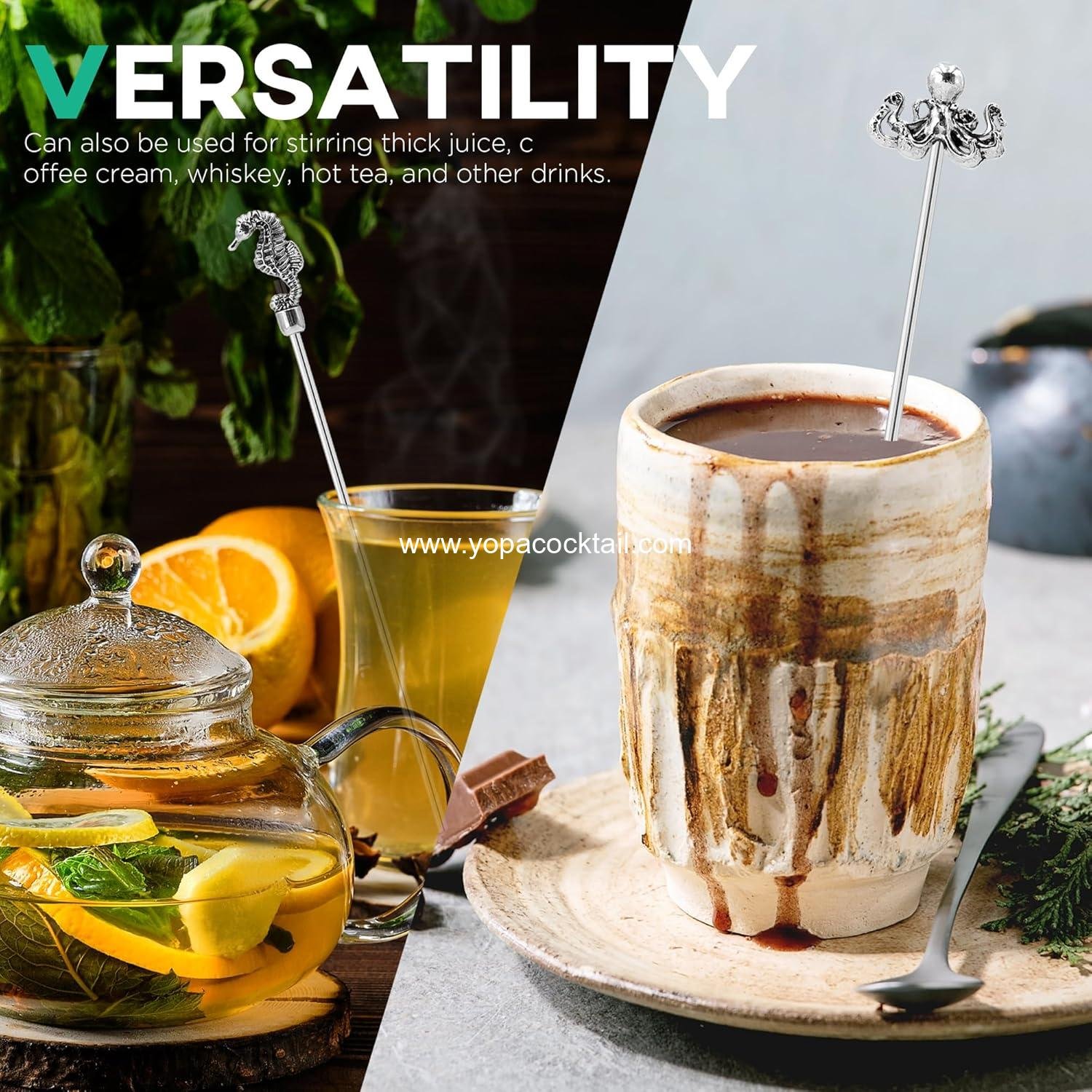 Wholesale 7.5-Inch Stainless Steel Coffee Beverage Stirrers with Animal Design, Set of 6 Cocktail Swizzle Sticks for Drinks Picks Tool - Manufacturer