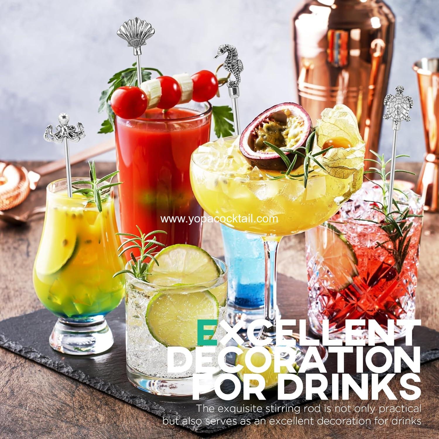 Wholesale 7.5-Inch Stainless Steel Coffee Beverage Stirrers with Animal Design, Set of 6 Cocktail Swizzle Sticks for Drinks Picks Tool - Manufacturer