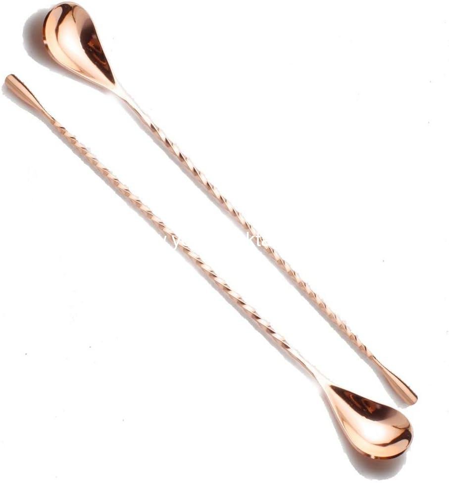 2 Pcs Mixing Bar Spoon 12 Inches 18/10 Stainless Steel Spiral Pattern Morphine Bartender Whiskey Cocktail Shaker Spoon