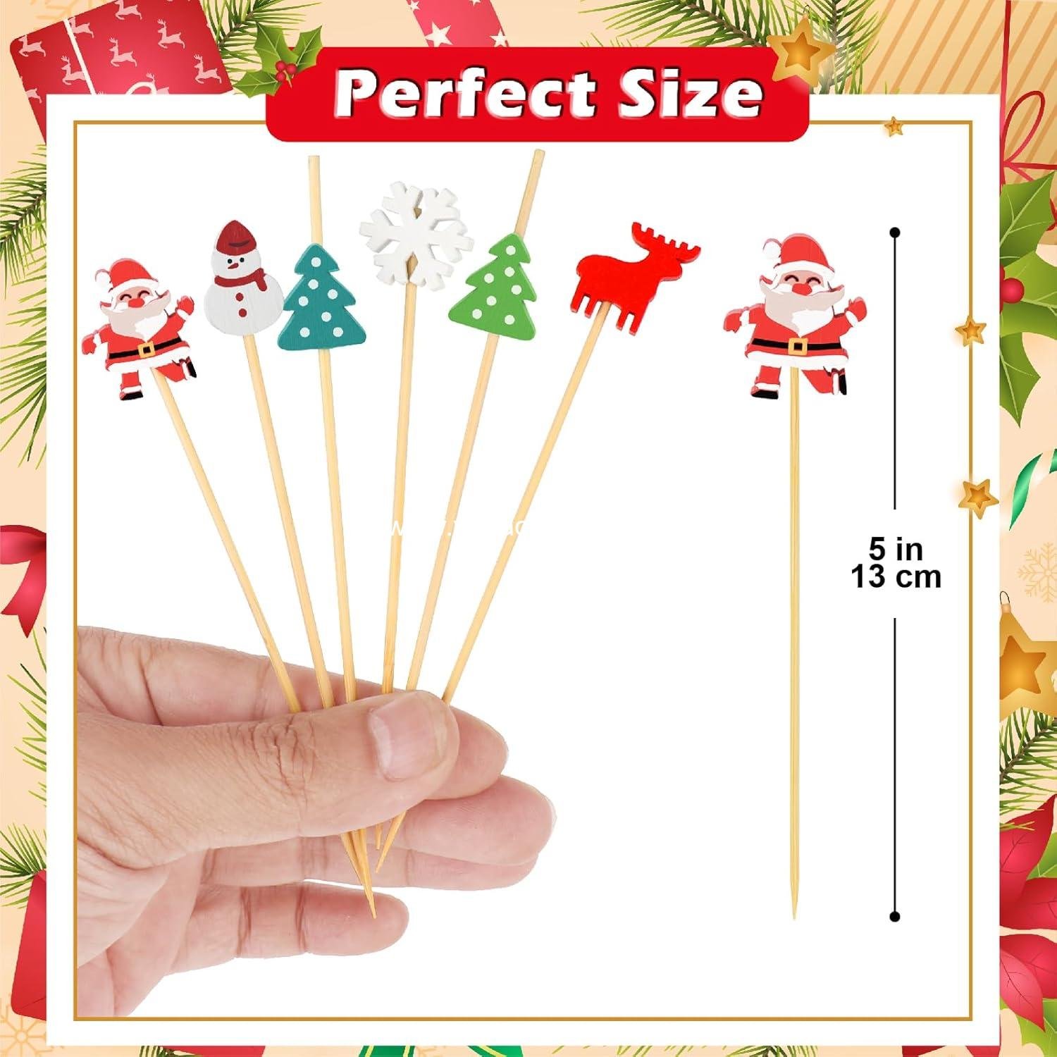 Wholesale Christmas Cocktail Picks, 4.7 IN Toothpicks for Appetizers, Fruit, Desserts, Sandwiches, and Charcuterie Skewers for Xmas Tree and Snowflake Decorations Themed Party Supplier Wholesale Christmas Cocktail Picks, 4.7 IN Toothpicks for Appetizers, Fruit, Desserts, Sandwiches, and Charcuterie Skewers for Xmas Tree and Snowflake Decorations Themed Party Supplier