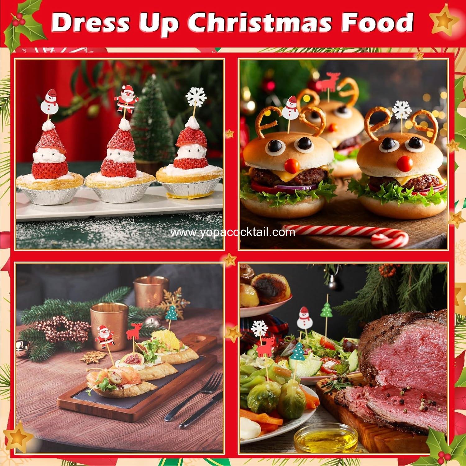 Wholesale Christmas Cocktail Picks, 4.7 IN Toothpicks for Appetizers, Fruit, Desserts, Sandwiches, and Charcuterie Skewers for Xmas Tree and Snowflake Decorations Themed Party Supplier Wholesale Christmas Cocktail Picks, 4.7 IN Toothpicks for Appetizers, Fruit, Desserts, Sandwiches, and Charcuterie Skewers for Xmas Tree and Snowflake Decorations Themed Party Supplier