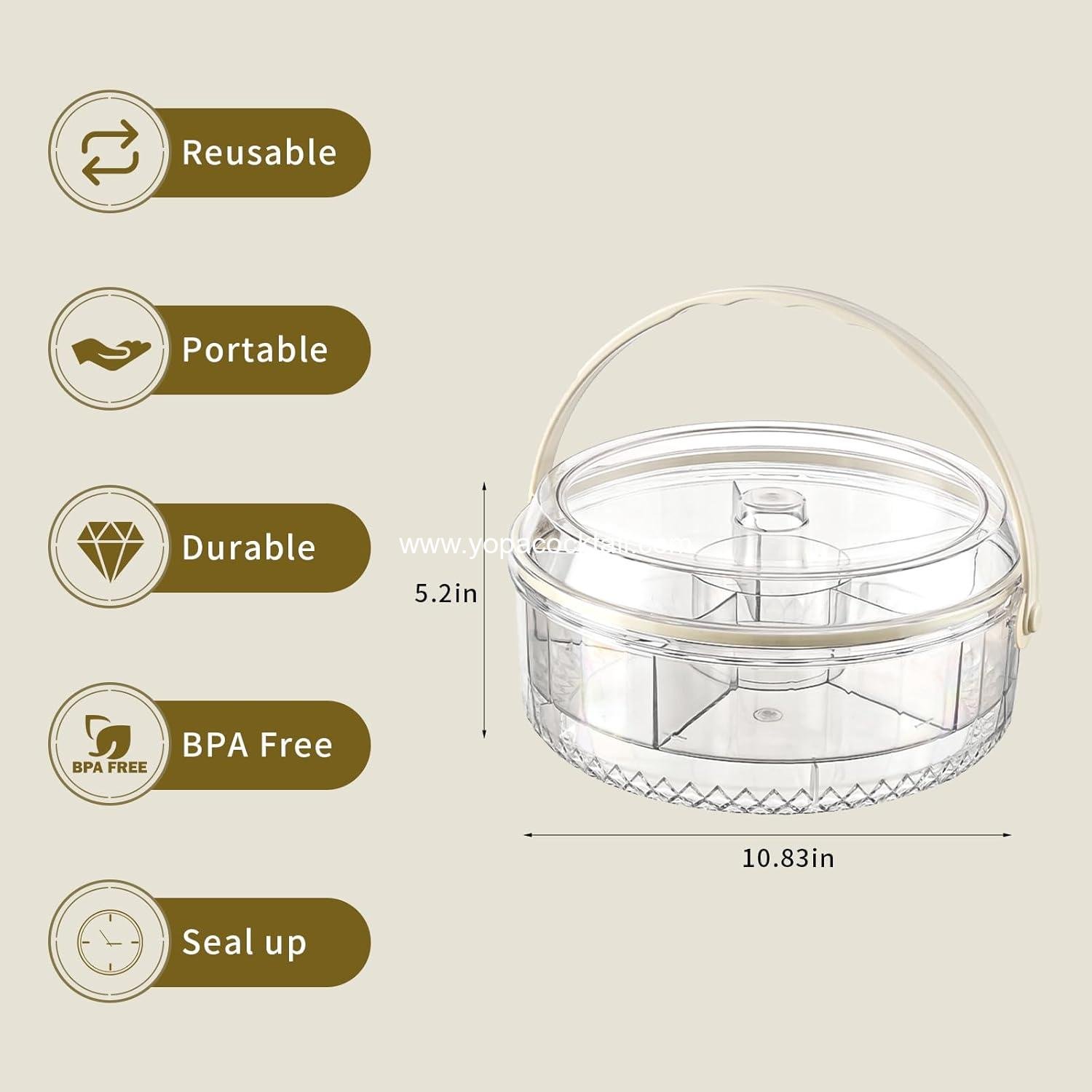 Wholesale Fruit Ice Divided Serving Tray with Lid and Handle, Chilled Veggie and Shrimp Cocktail Platter, Ideal for Parties, Vegetables, Appetizers, Salads, Picnic, Travel - Supplier