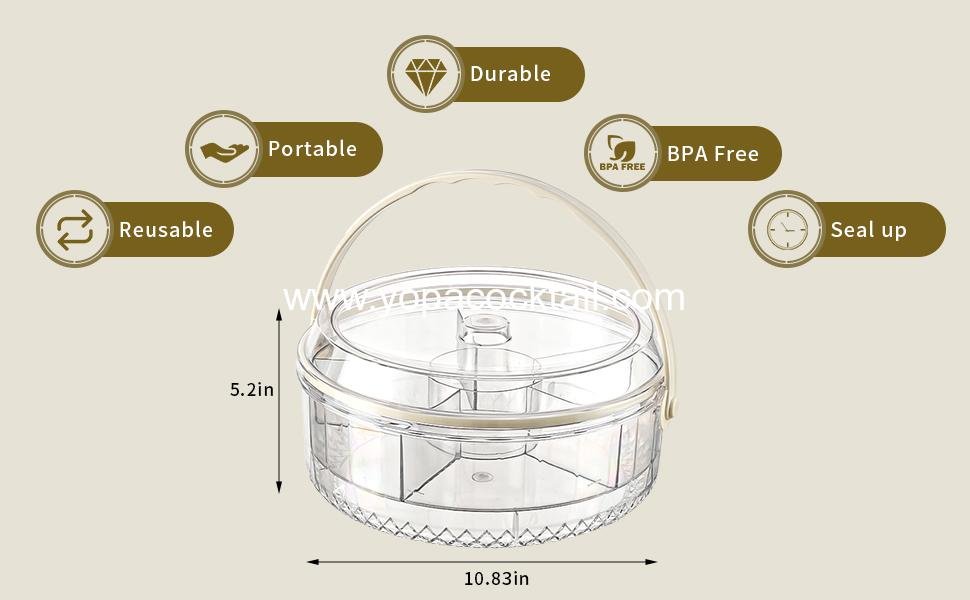 Wholesale Fruit Ice Divided Serving Tray with Lid and Handle, Chilled Veggie and Shrimp Cocktail Platter, Ideal for Parties, Vegetables, Appetizers, Salads, Picnic, Travel - Supplier