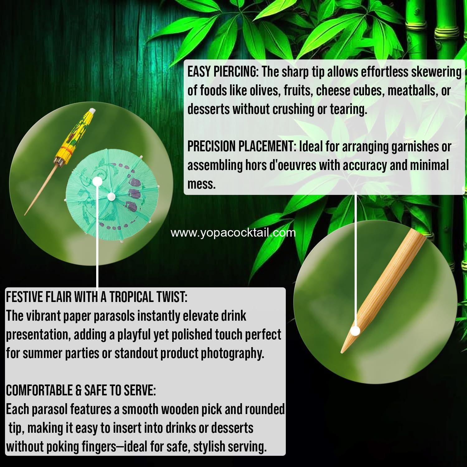 Wholesale 30Pcs Assorted Bamboo Wooden Cocktail Umbrella Picks - 3.9in Colorful Parasol Toothpicks for Tropical Drinks, Cupcake Toppers, Tiki Bars, Pool Parties, Luaus, and Summer Events - Supplier Wholesale 30Pcs Assorted Bamboo Wooden Cocktail Umbrella Picks - 3.9in Colorful Parasol Toothpicks for Tropical Drinks, Cupcake Toppers, Tiki Bars, Pool Parties, Luaus, and Summer Events - Supplier