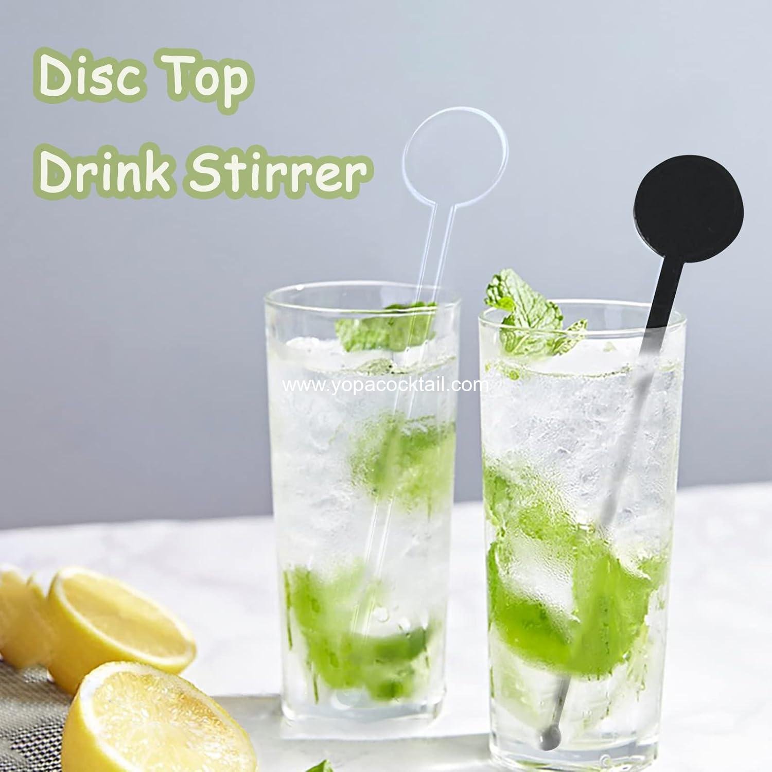 Wholesale 200Pcs 7 Inch Disposable Plastic Cocktail Swizzle Sticks with Disc Top Drink Stirrers for Coffee, Milk, Whiskey, and Beverages - Black Supplier