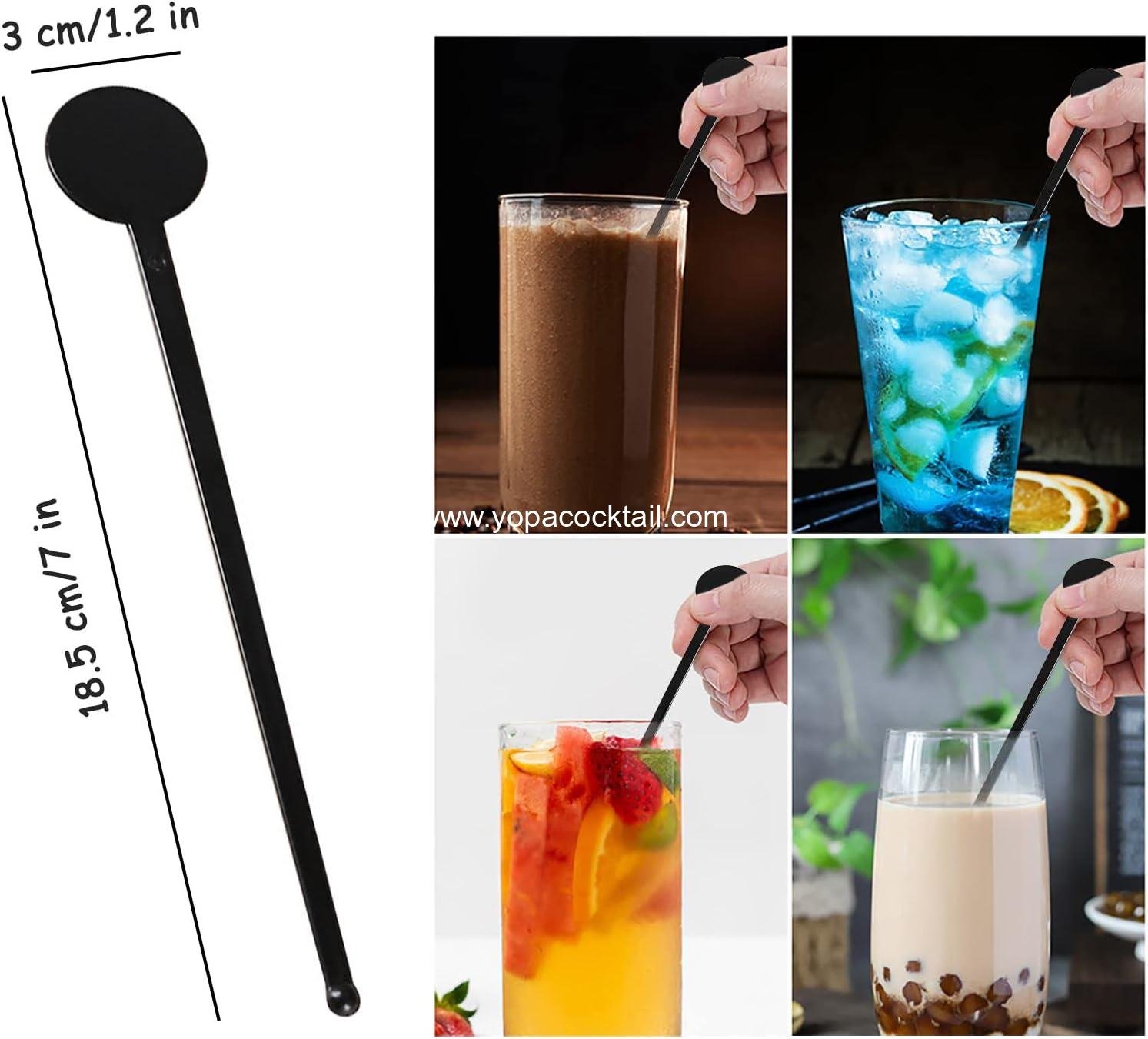 Wholesale 200Pcs 7 Inch Disposable Plastic Cocktail Swizzle Sticks with Disc Top Drink Stirrers for Coffee, Milk, Whiskey, and Beverages - Black Supplier