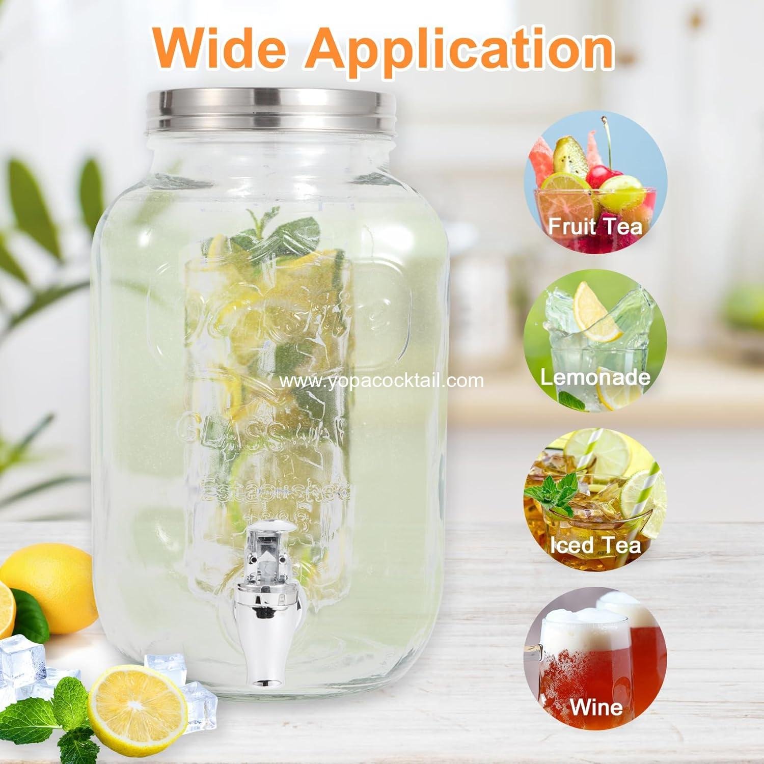 Wholesale 1 Gallon Glass Drink Dispensers - Set of 2 with Fruit Infuser & Stand, Ideal for Juice, Beverages, BBQs, Picnics, and Parties - Supplier