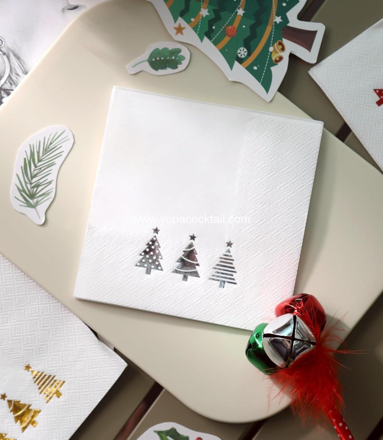 Wholesale 100 PK Gold Christmas Napkins - 3-Ply Disposable Cocktail Napkins for Party and Table Décor, Funny Beverage Napkins for Christmas Decorations Supplier