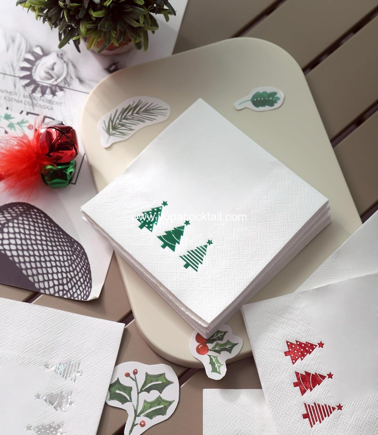 Wholesale 100 PK Gold Christmas Napkins - 3-Ply Disposable Cocktail Napkins for Party and Table Décor, Funny Beverage Napkins for Christmas Decorations Supplier