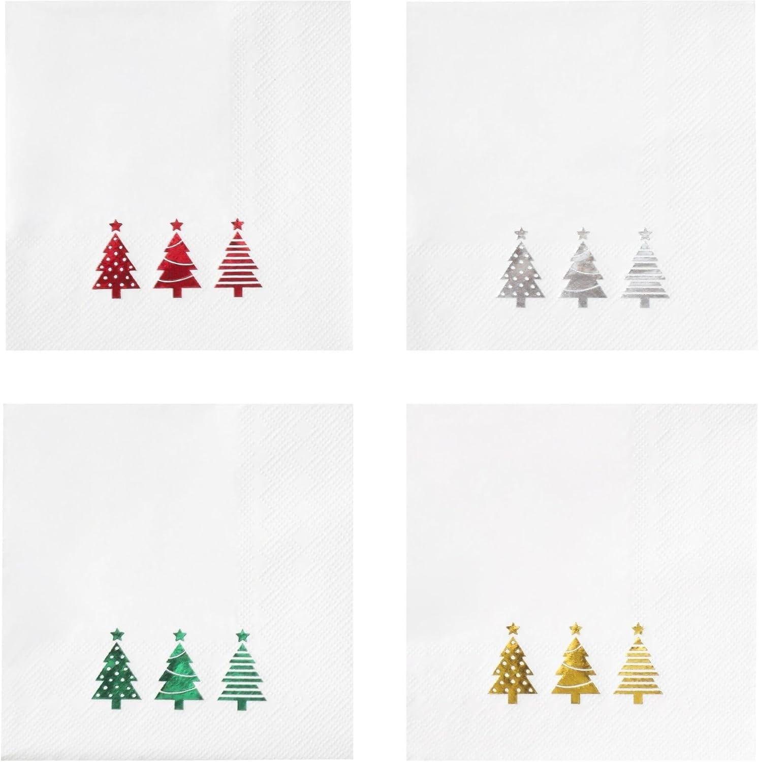 100 PK Gold Christmas Napkins Paper - 3-ply Christmas Cocktail Napkins Disposable Napkins Party Napkins Beverage Napkins Funny for Christimas Decorations Table Décor Party Supplies