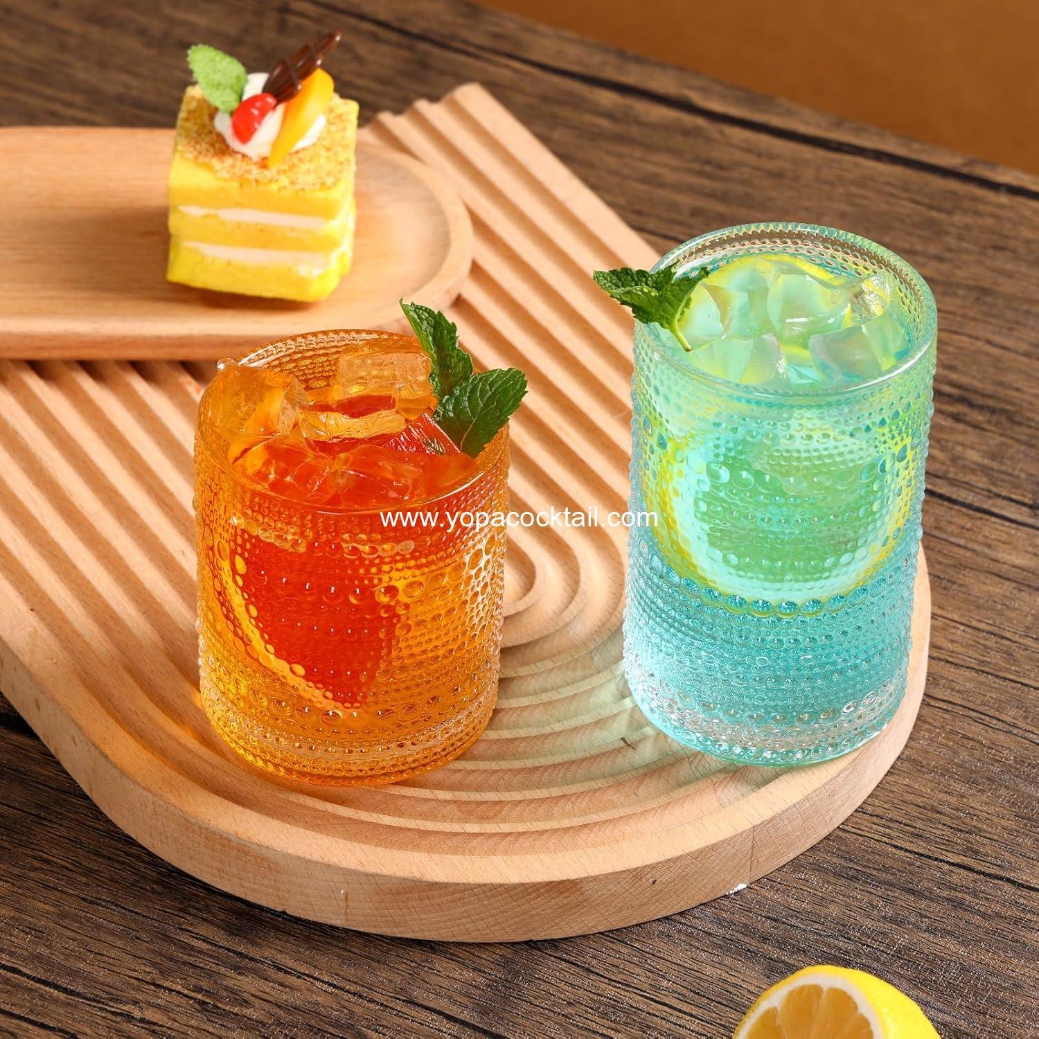 Wholesale Clear Hobnail Drinking Glasses Set, 12 Oz Highball & 10 Oz Cocktail Tumblers, Embossed Boho Glassware for Whiskey, Beer, Juice, Milk - Manufacturer