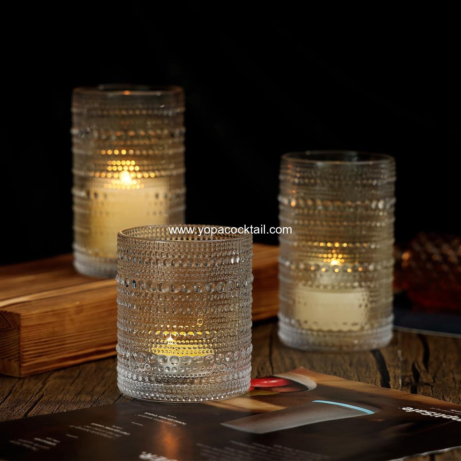 Wholesale Clear Hobnail Drinking Glasses Set, 12 Oz Highball & 10 Oz Cocktail Tumblers, Embossed Boho Glassware for Whiskey, Beer, Juice, Milk - Manufacturer