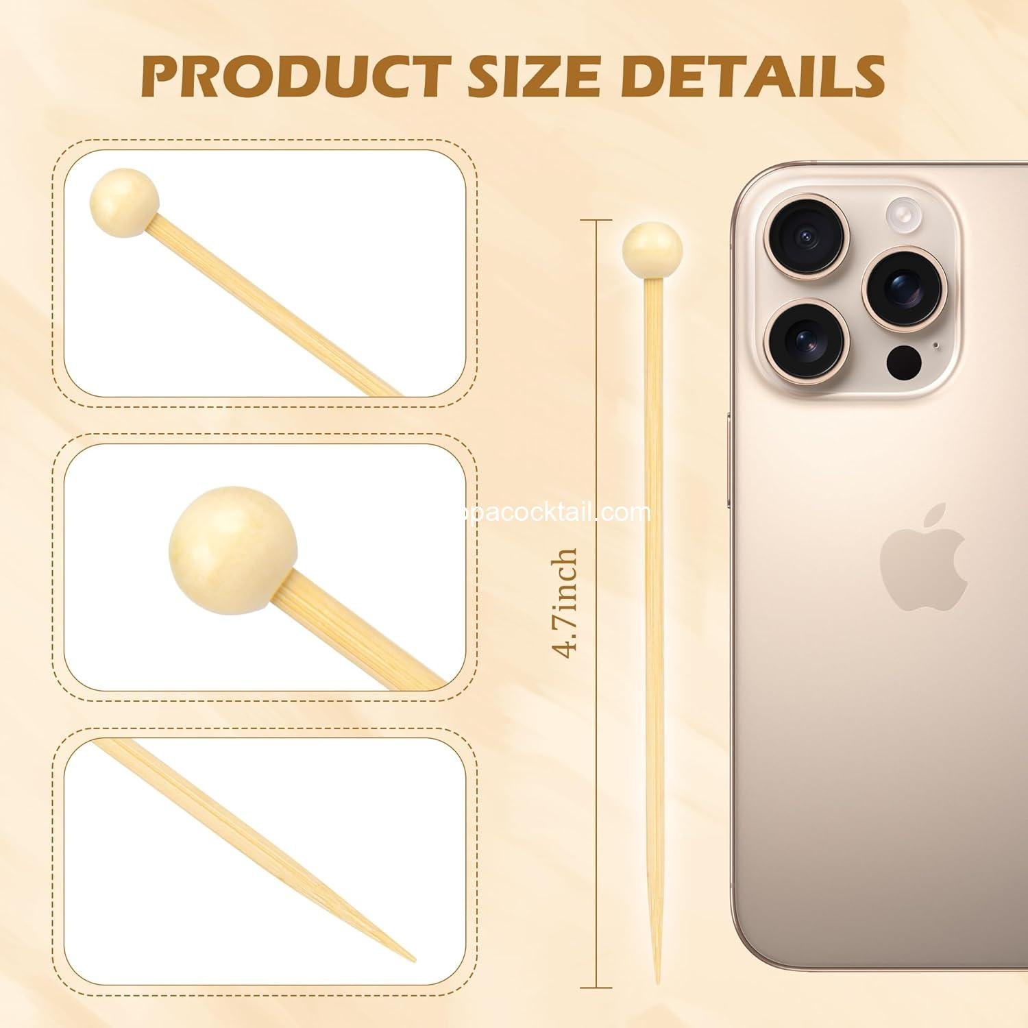 Wholesale 300 Pcs Fancy Toothpicks for Appetizers, 4.7 Inch Wooden Ball Cocktail Picks for Drinks, Bamboo Skewers for Charcuterie Boards, Martini, Sandwiches, Desserts, Fruits - Supplier