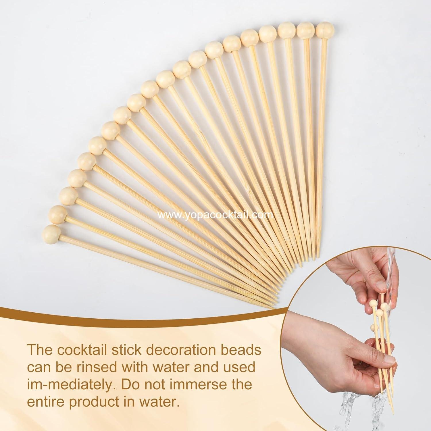 Wholesale 300 Pcs Fancy Toothpicks for Appetizers, 4.7 Inch Wooden Ball Cocktail Picks for Drinks, Bamboo Skewers for Charcuterie Boards, Martini, Sandwiches, Desserts, Fruits - Supplier