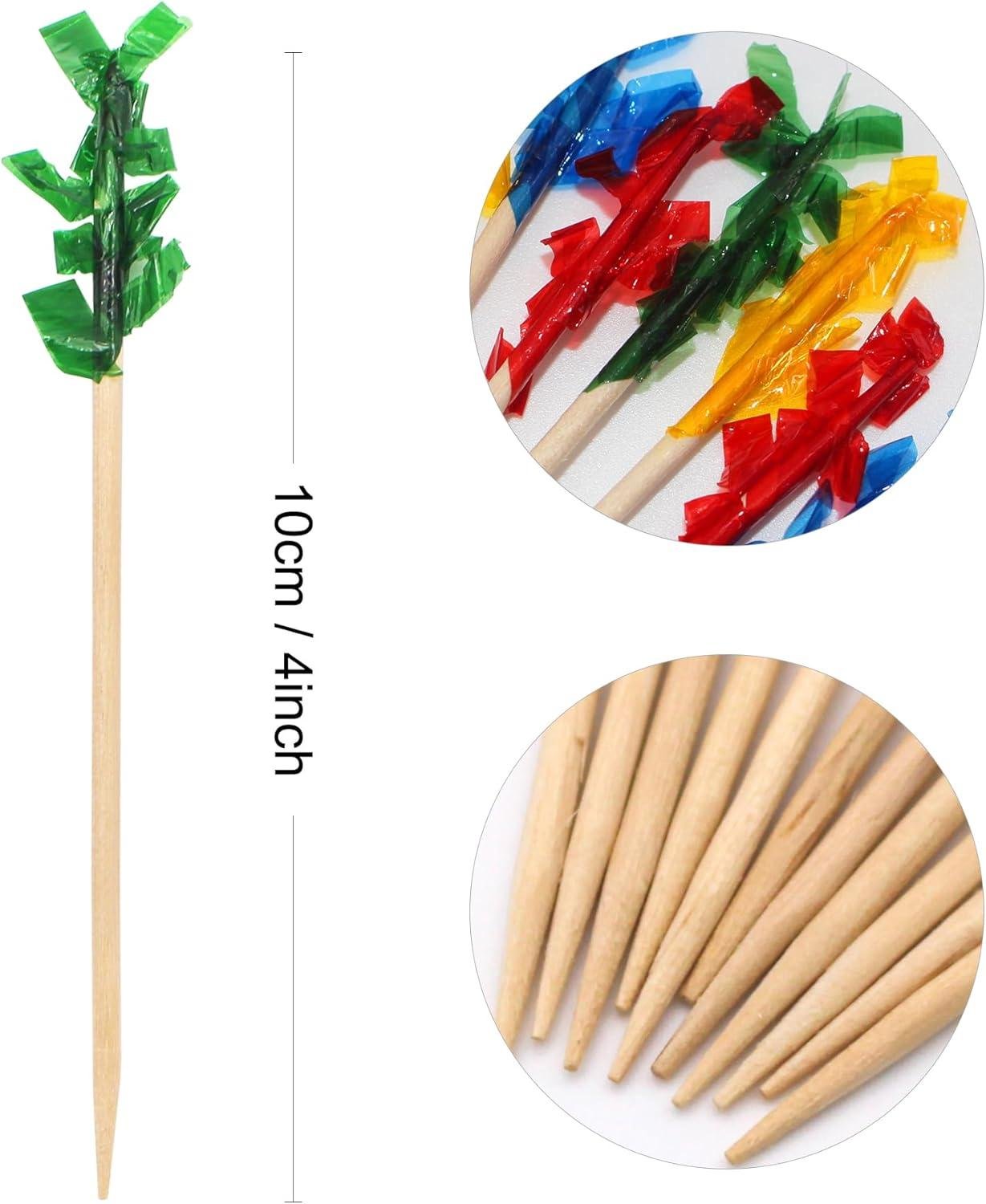 Wholesale 1000pcs 4-Inch Wooden Frill Picks, Assorted Colors for Cocktail Parties, Barbecues, and Club Sandwiches - Supplier