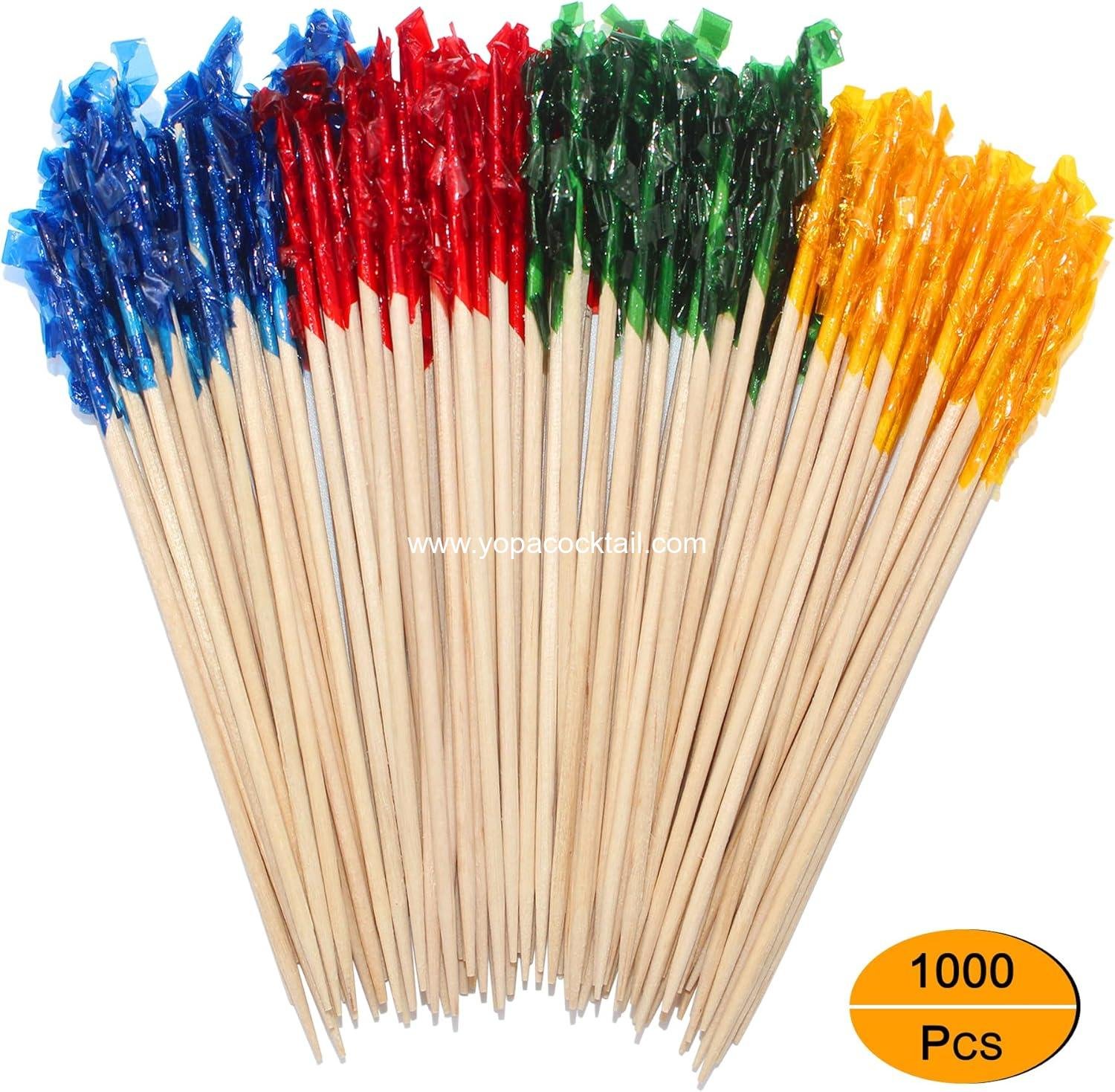 Wholesale 1000pcs 4-Inch Wooden Frill Picks, Assorted Colors for Cocktail Parties, Barbecues, and Club Sandwiches - Supplier