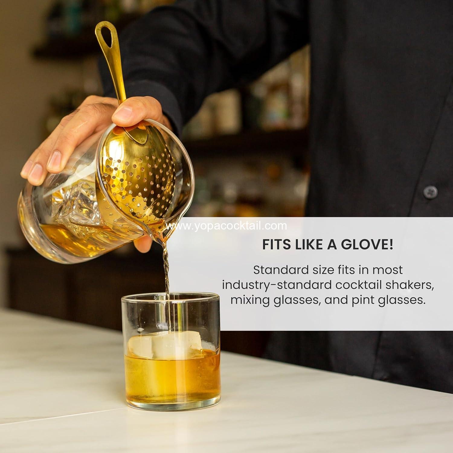 Wholesale Stainless Steel Julep Strainer, 304 Metal Cocktail Sieve for Spirit-Forward Drinks, Rounded Handle Bartender Tool for Mixing Glasses and Shakers, Professional-Grade Drink Strainer Supplier