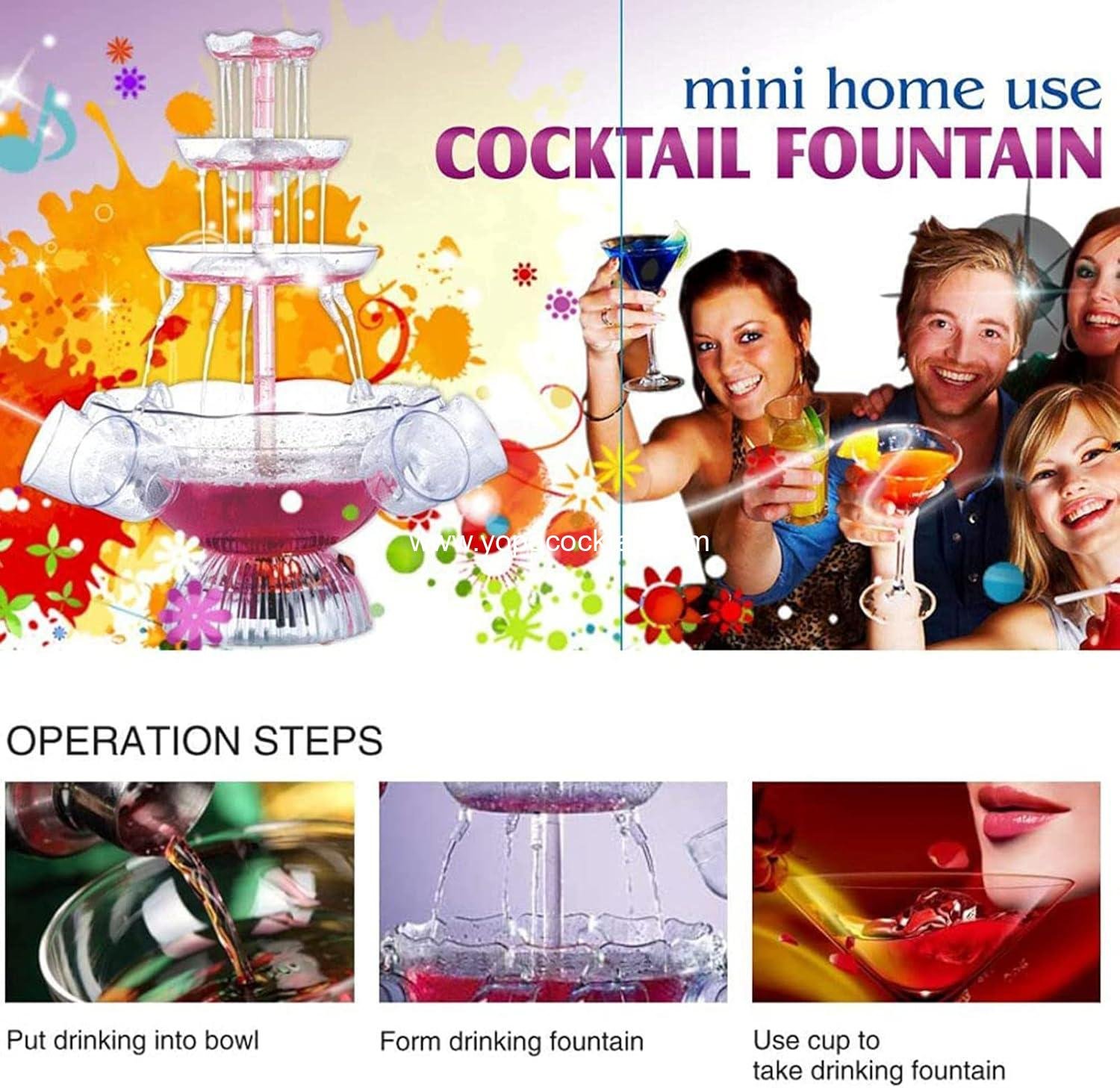 Wholesale 3-Layer Party LED-Lit Wine & Drink Fountain 1.5 Gallon with 5 Reusable Cups for Wedding Birthday Engagement Christmas Décor supplier