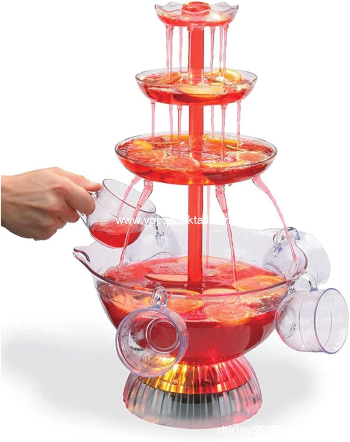 WIKINK 3 Layers Party Water Fountains, LED Lighted Wine Fountain, Light-Up Flow Drink Fountain with 1.5 Gallon 5 Reusable Cups, for Wedding Birthday Engagement Christmas Décor