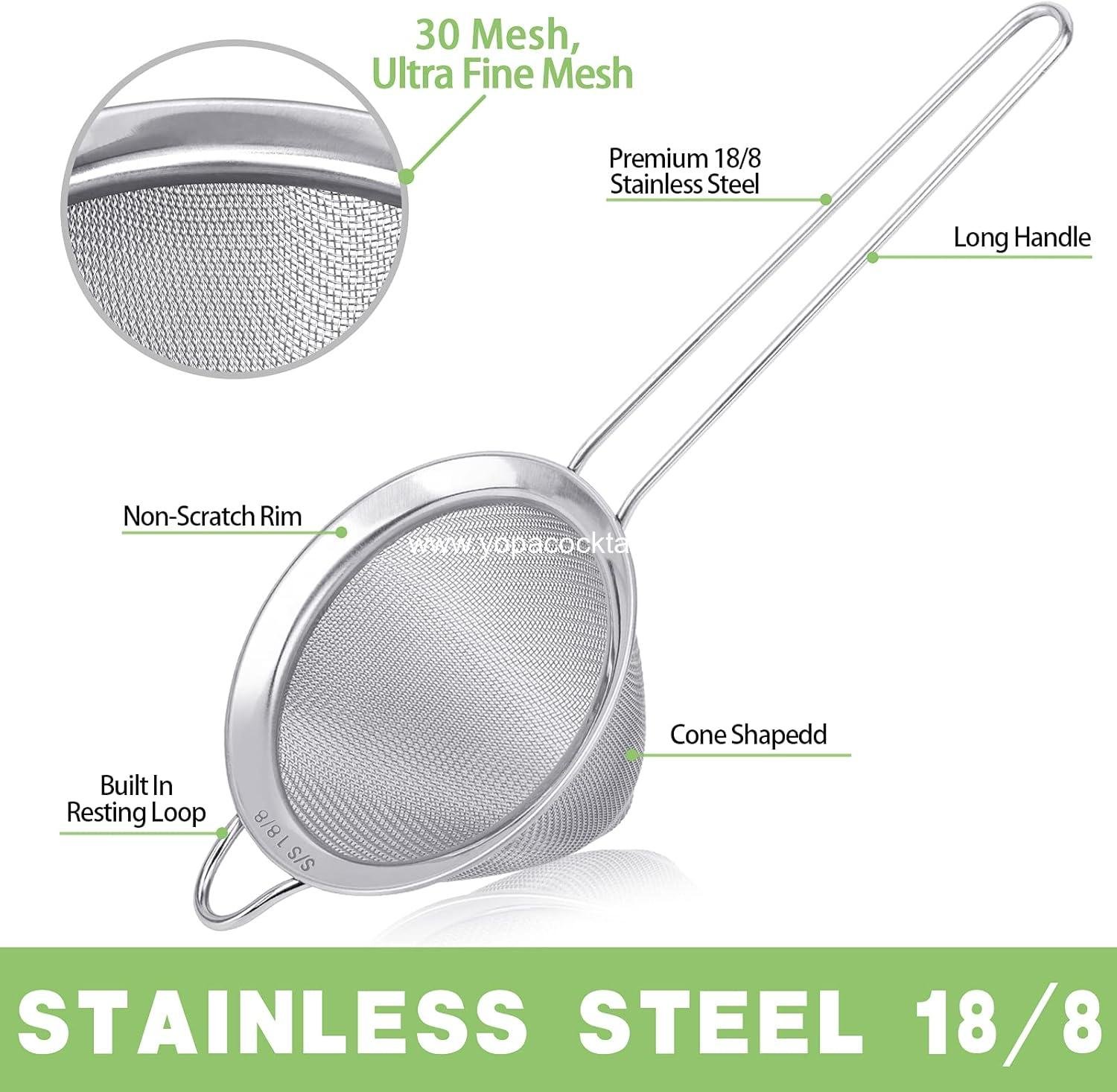OEM 2-Pack 3.5in Small 18/8 Stainless Steel Fine Mesh Strainer — Long Handle for Cocktails, Tea & Coffee Rustproof supplier
