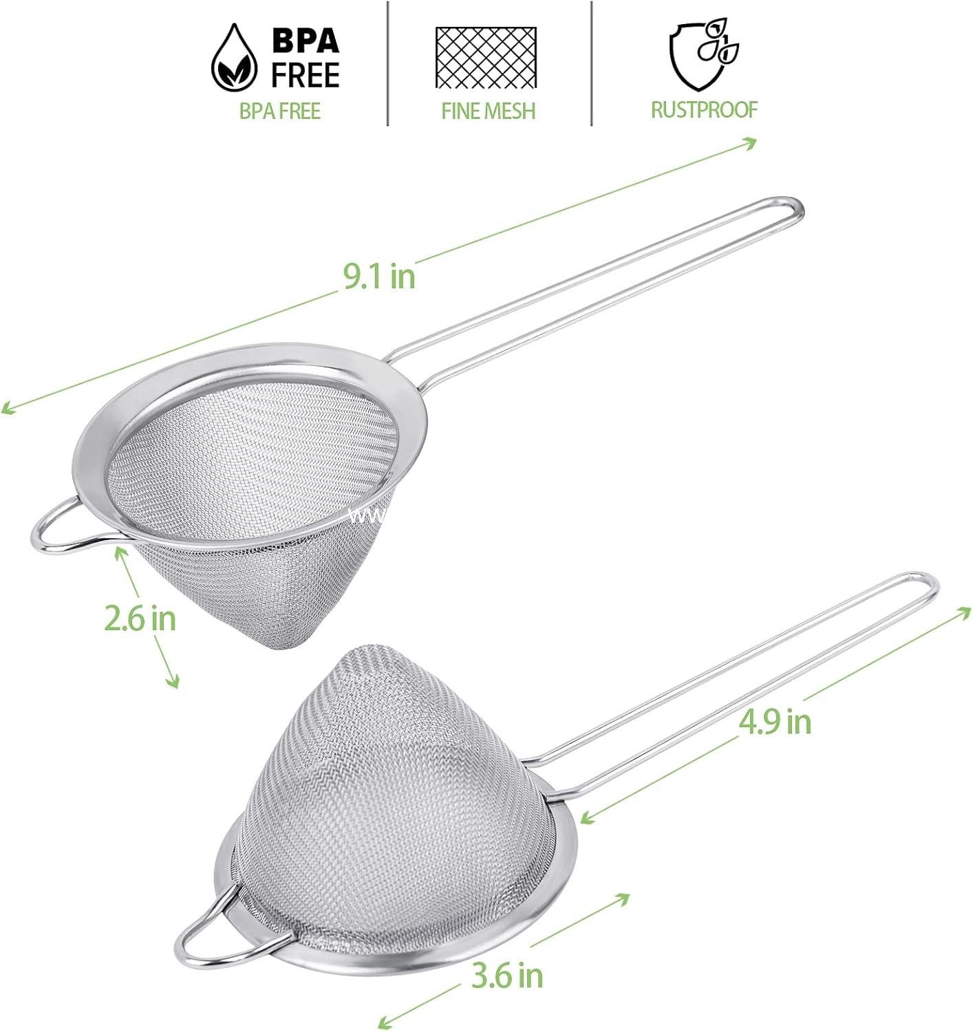 OEM 2-Pack 3.5in Small 18/8 Stainless Steel Fine Mesh Strainer — Long Handle for Cocktails, Tea & Coffee Rustproof supplier