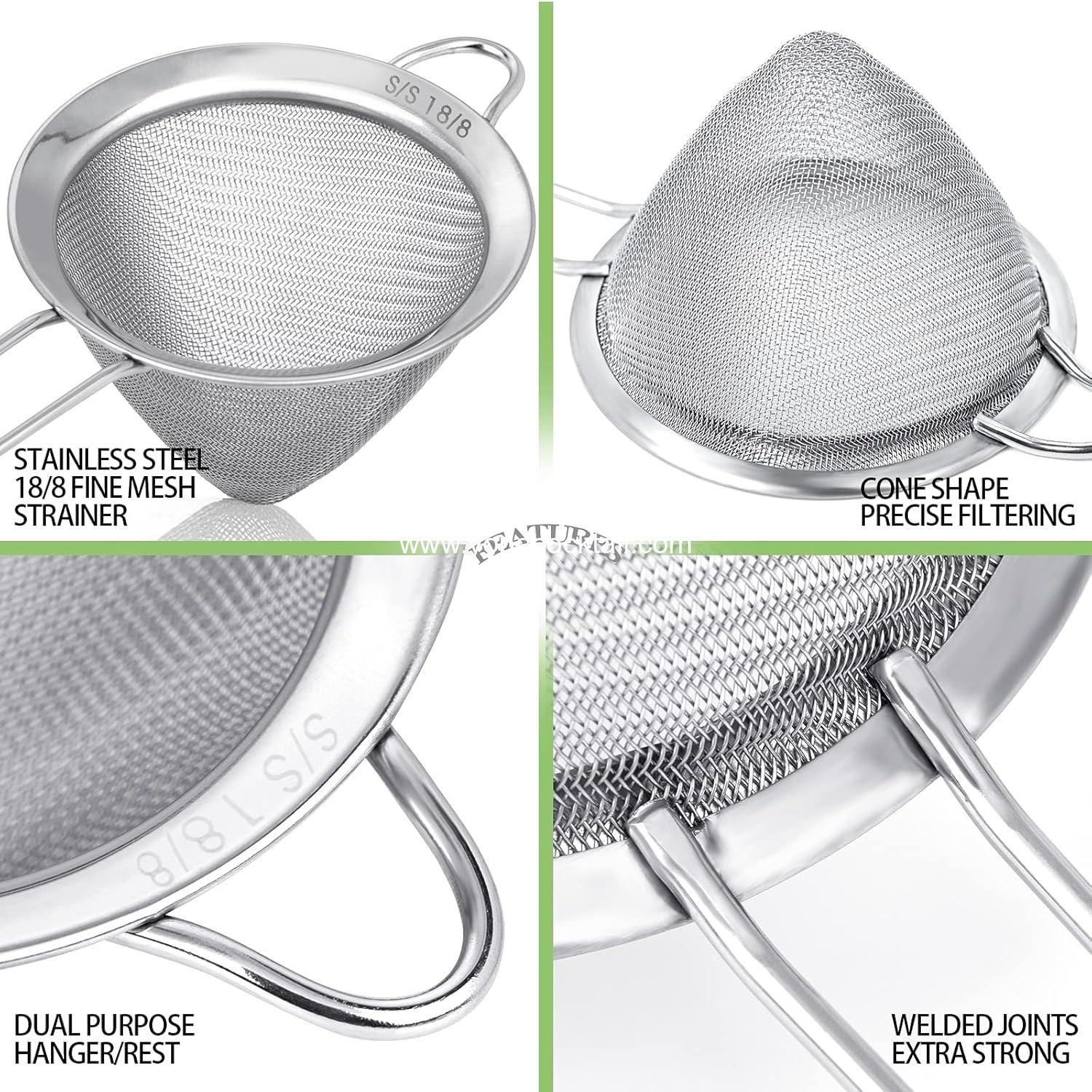 OEM 2-Pack 3.5in Small 18/8 Stainless Steel Fine Mesh Strainer — Long Handle for Cocktails, Tea & Coffee Rustproof supplier