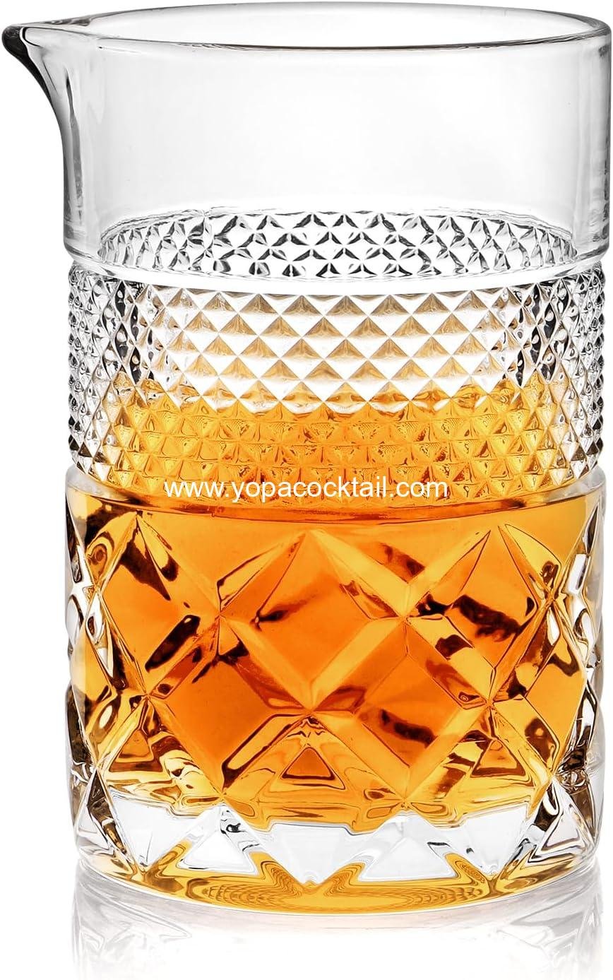 Cocktail Mixing Glass - Premium 22oz - Solid, Stable, Sturdy Hand Blown Crystal - Professional Quality Barware - Gift for Wedding, Anniversary, Birthday, Father's Day