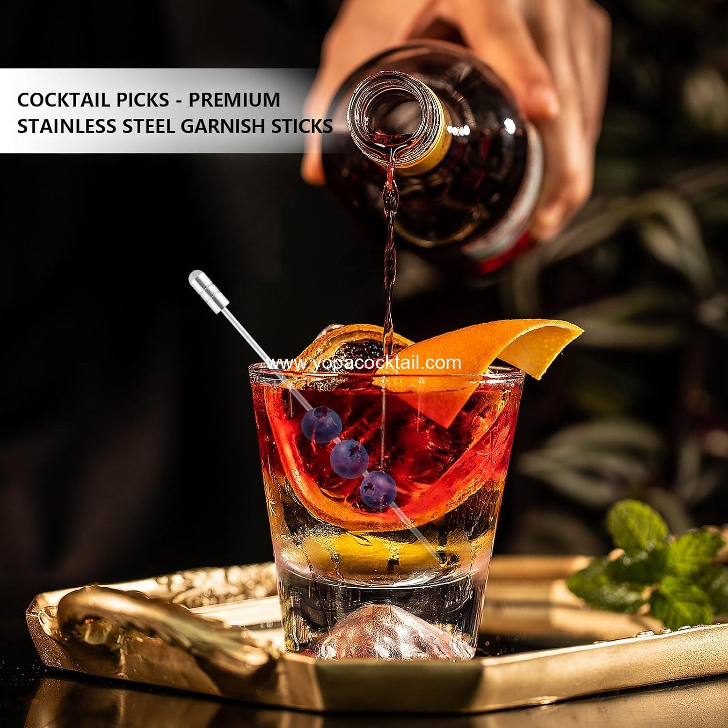 Wholesale Cocktail Picks Stainless Steel 15-Pack 4.25-Inch Reusable Martini Olive Skewers Garnish Sticks for Bloody Mary Drinks Appetizers Olives Citrus Fruit Decor Silver manufacturer