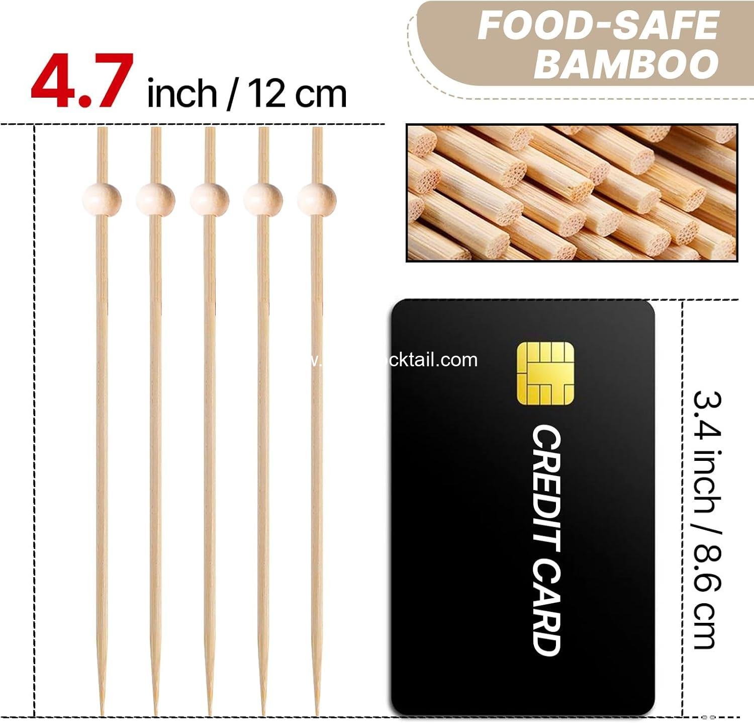 wholesale 100-Pack 4.7-inch Bamboo Cocktail Picks Skewers with Ball Tips for Appetizers Fruit Sandwiches BBQ Charcuterie Boards supplier