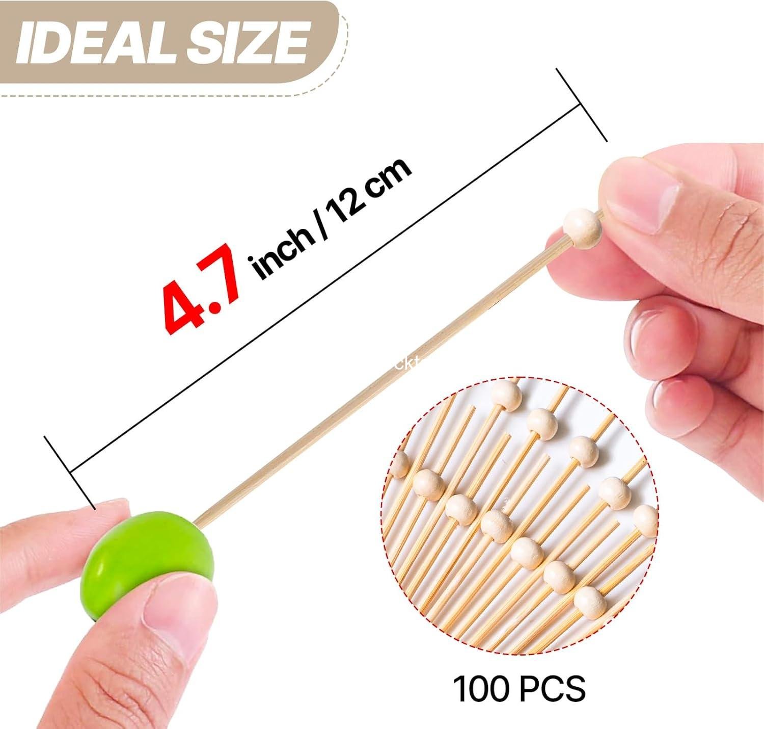 wholesale 100-Pack 4.7-inch Bamboo Cocktail Picks Skewers with Ball Tips for Appetizers Fruit Sandwiches BBQ Charcuterie Boards supplier